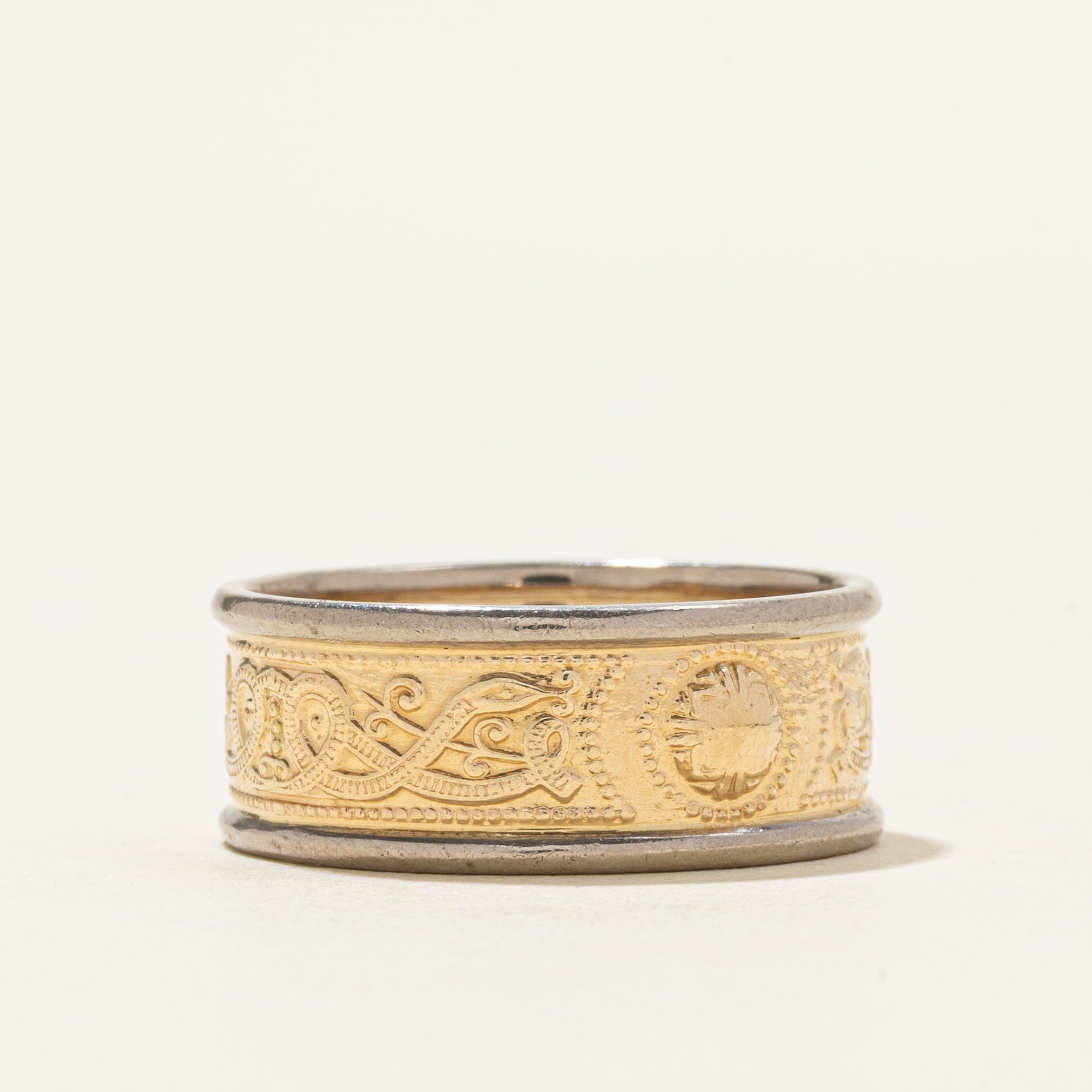 2000 Dublin 14k Patterned Gold Band | 8.75mm | SZ 9.75