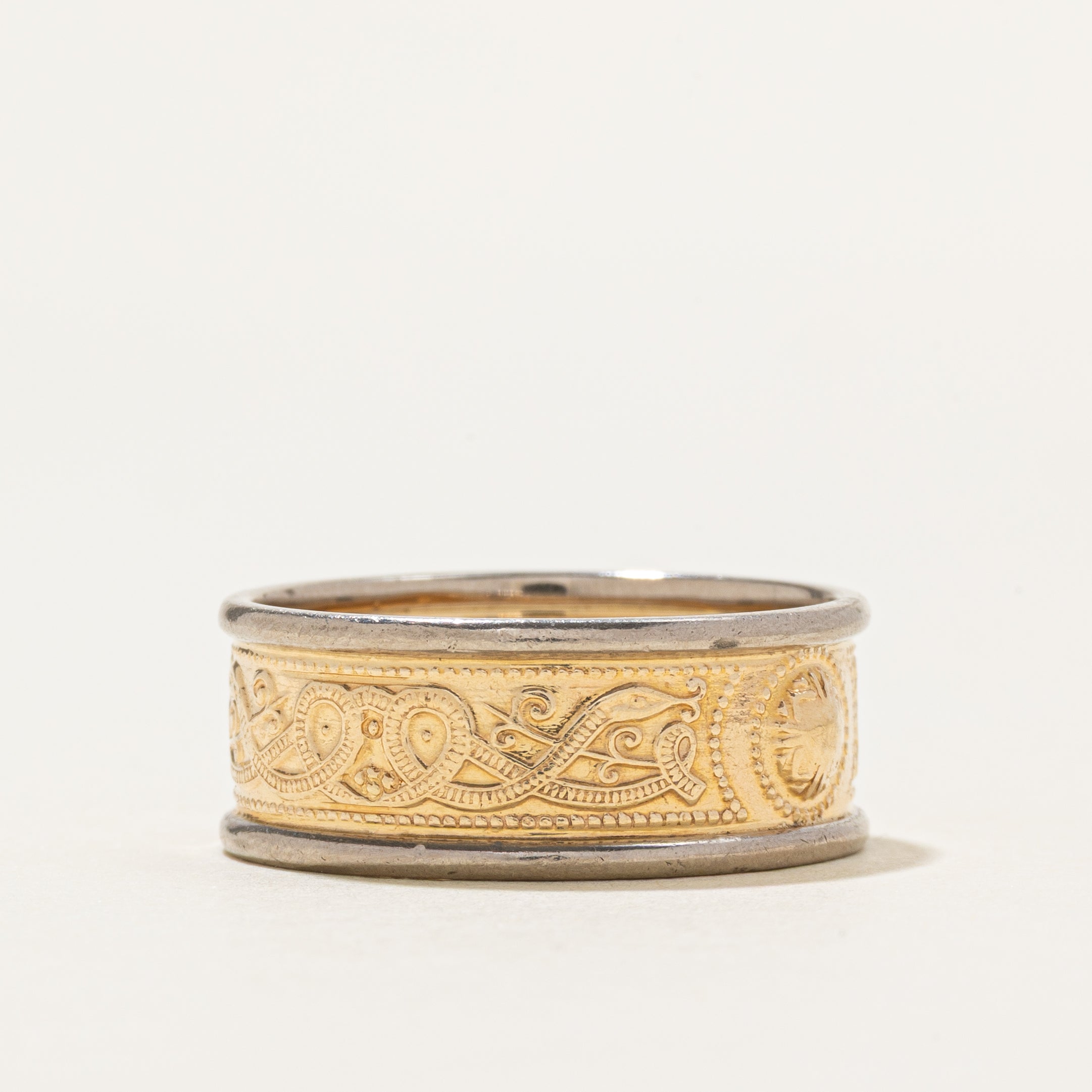 2000 Dublin 14k Patterned Gold Band | 8.75mm | SZ 9.75