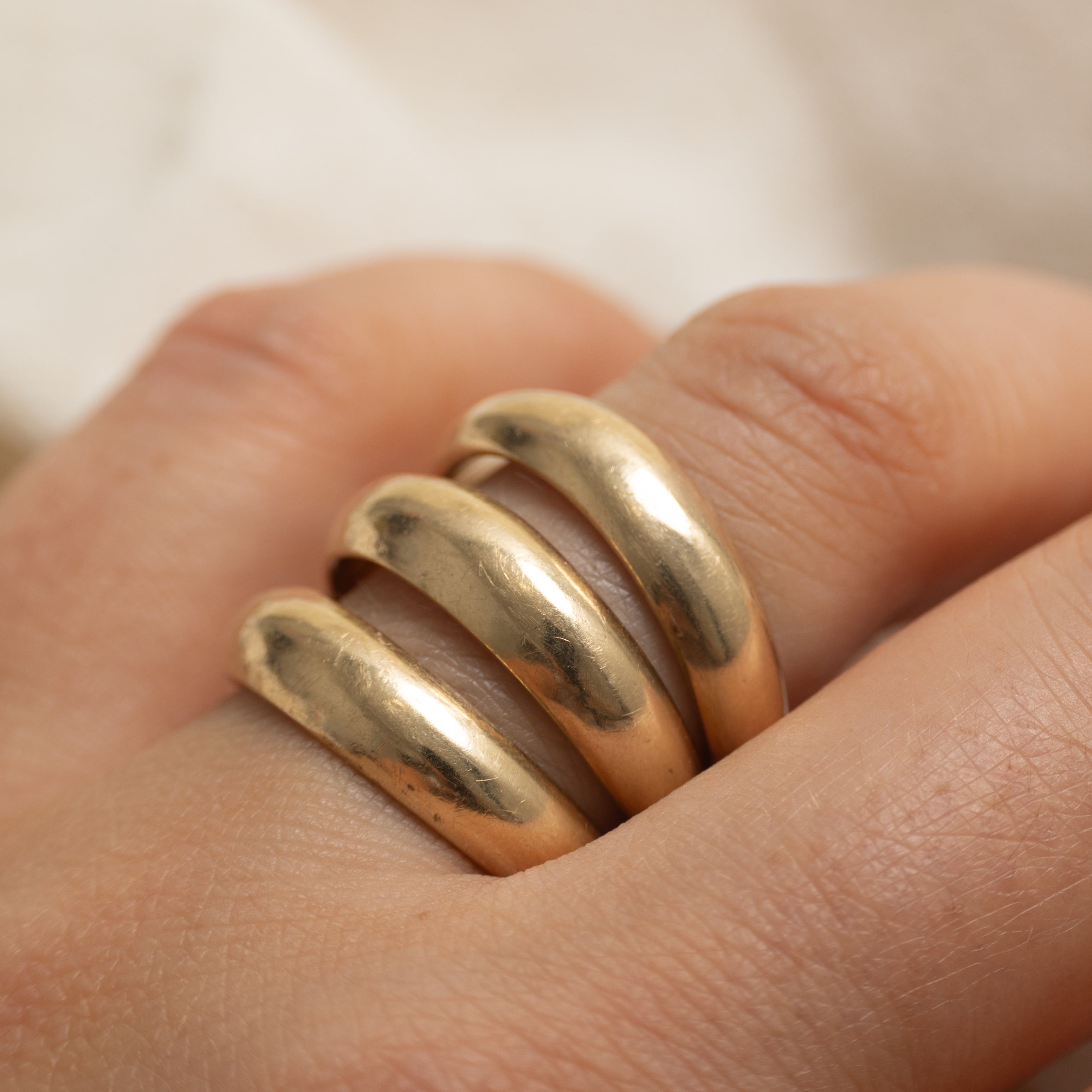 10k Yellow Gold Triple Layered Chunky Ring | SZ 7.5