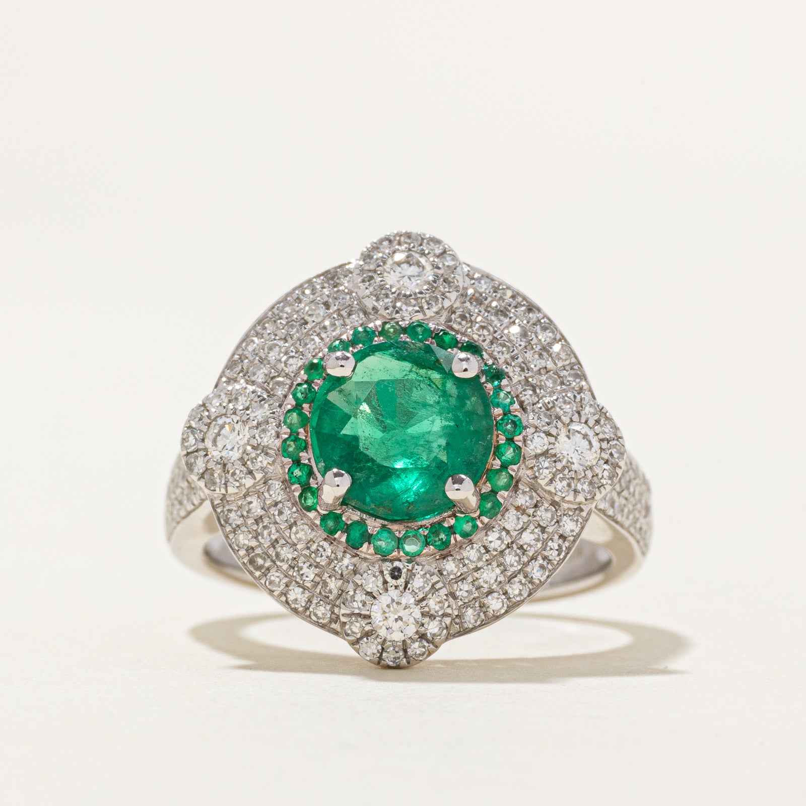 GRS Mariposa Colombian Emerald & Diamond Ring | 1.31ctw | 0.84ctw | SZ 6.5