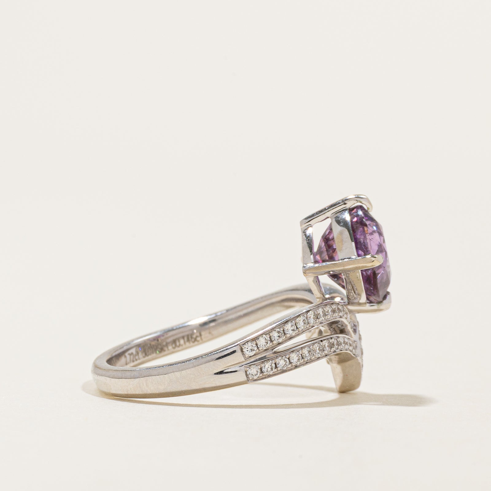 2.72ct Unheated Purple Sapphire & Diamond Chevron Ring | 2.72ct | 0.325ctw | SZ 6