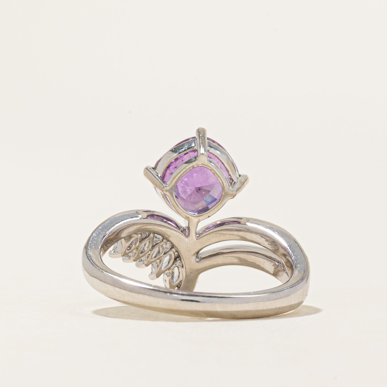 2.72ct Unheated Purple Sapphire & Diamond Chevron Ring | 2.72ct | 0.325ctw | SZ 6