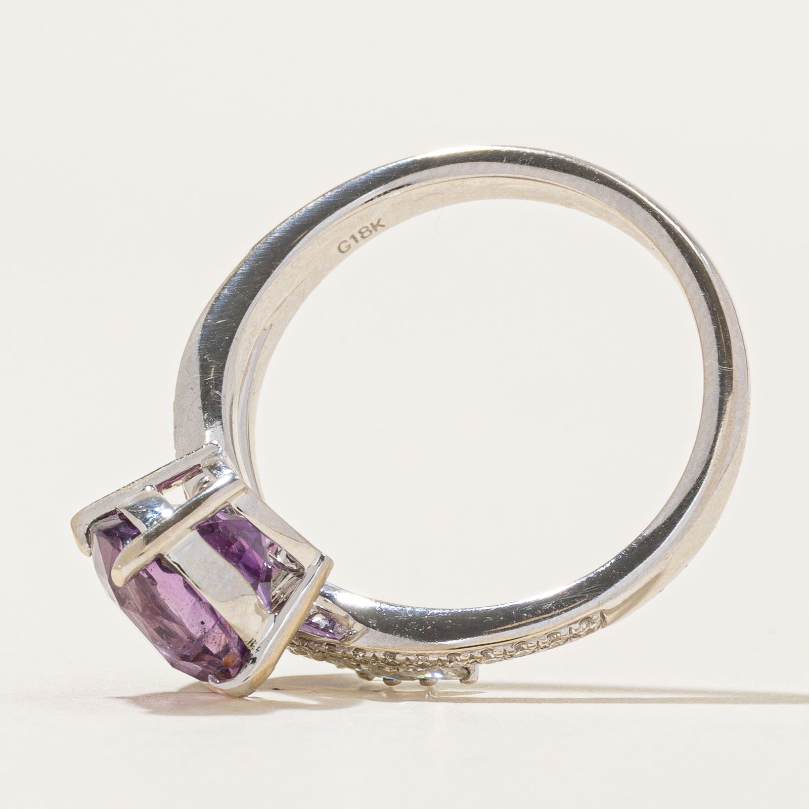 2.72ct Unheated Purple Sapphire & Diamond Chevron Ring | 2.72ct | 0.325ctw | SZ 6