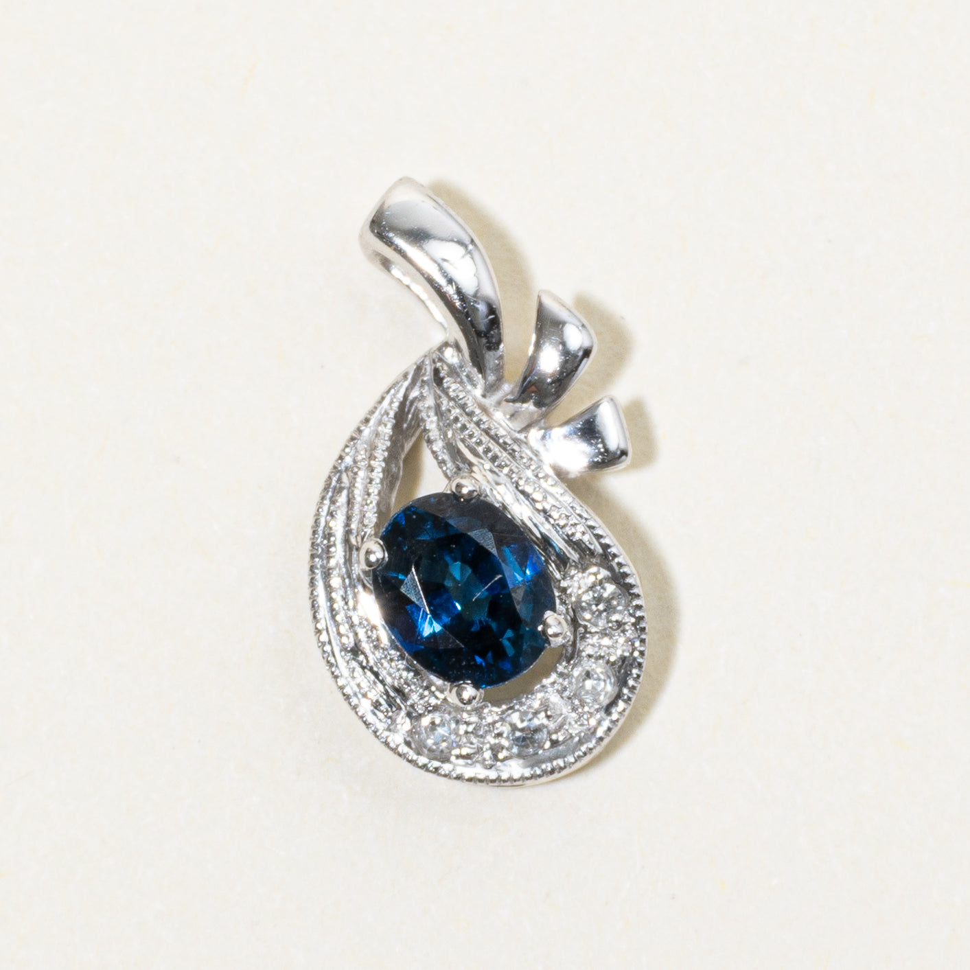 Sapphire & Diamond Pear Shaped Pendant | 0.52ct, 0.02ctw