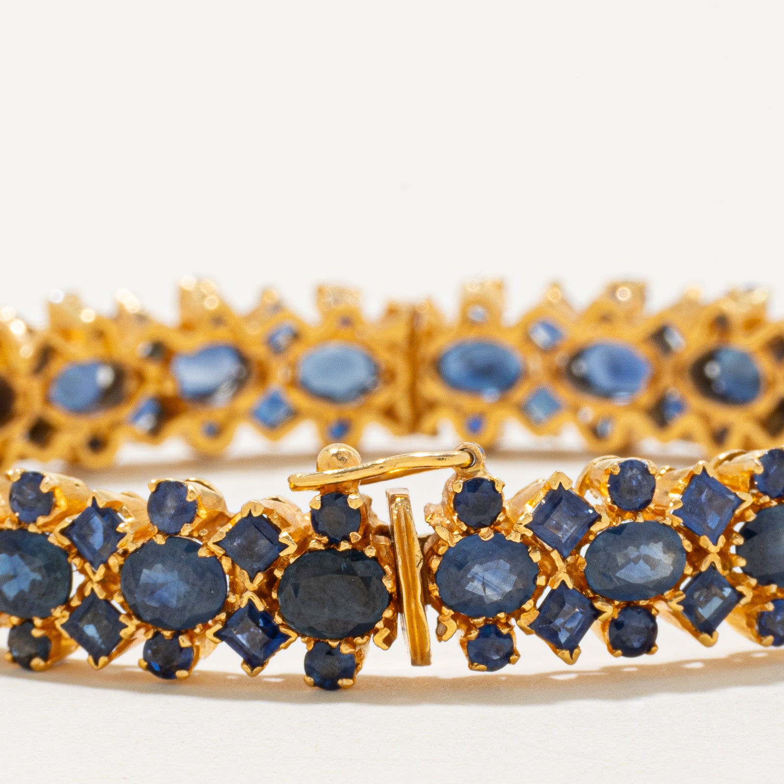 16ctw+ Unheated Sapphire Cluster Bangle | 16.48ctw | 7"