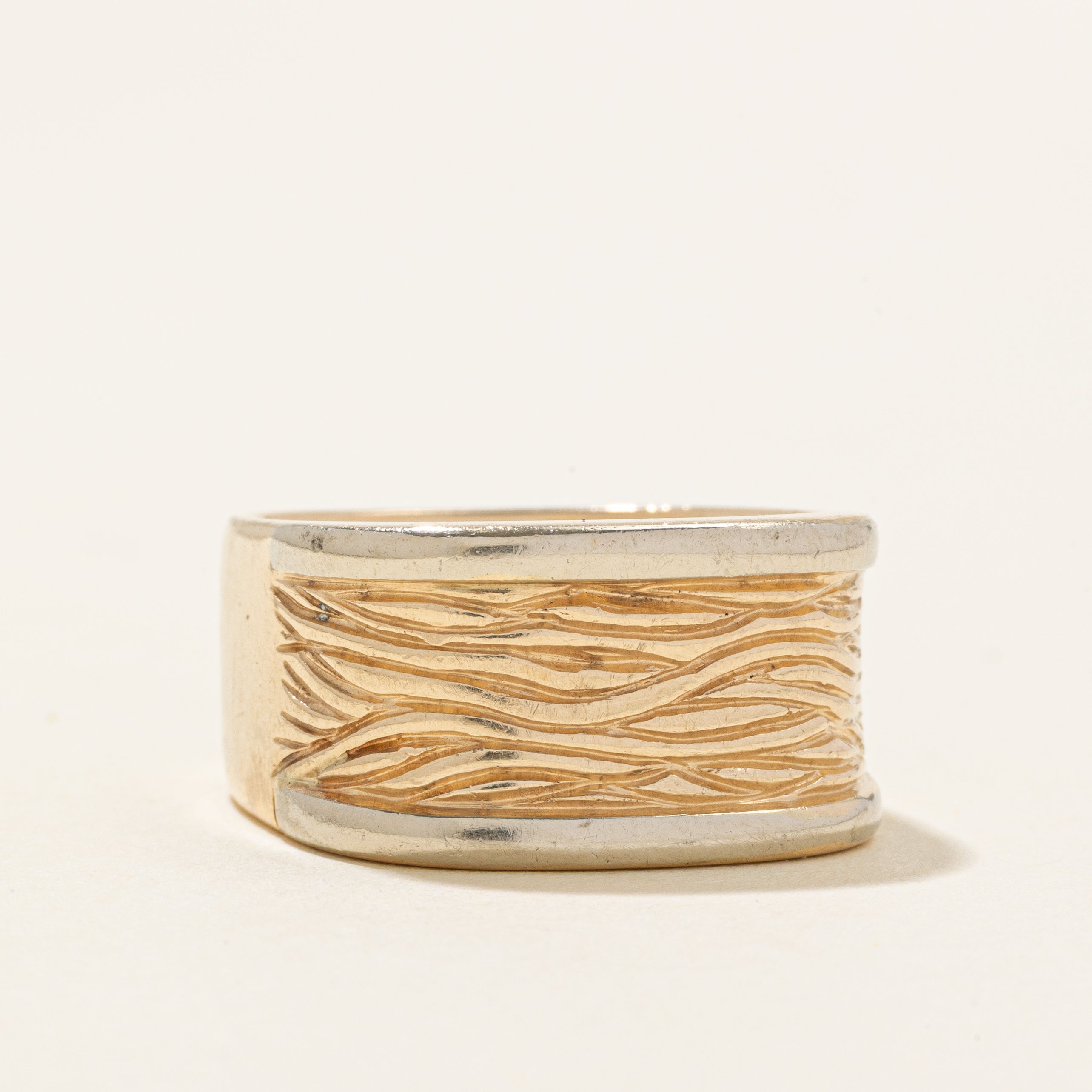 10K Yellow Gold Textured Soft Square Band | SZ 9.5
