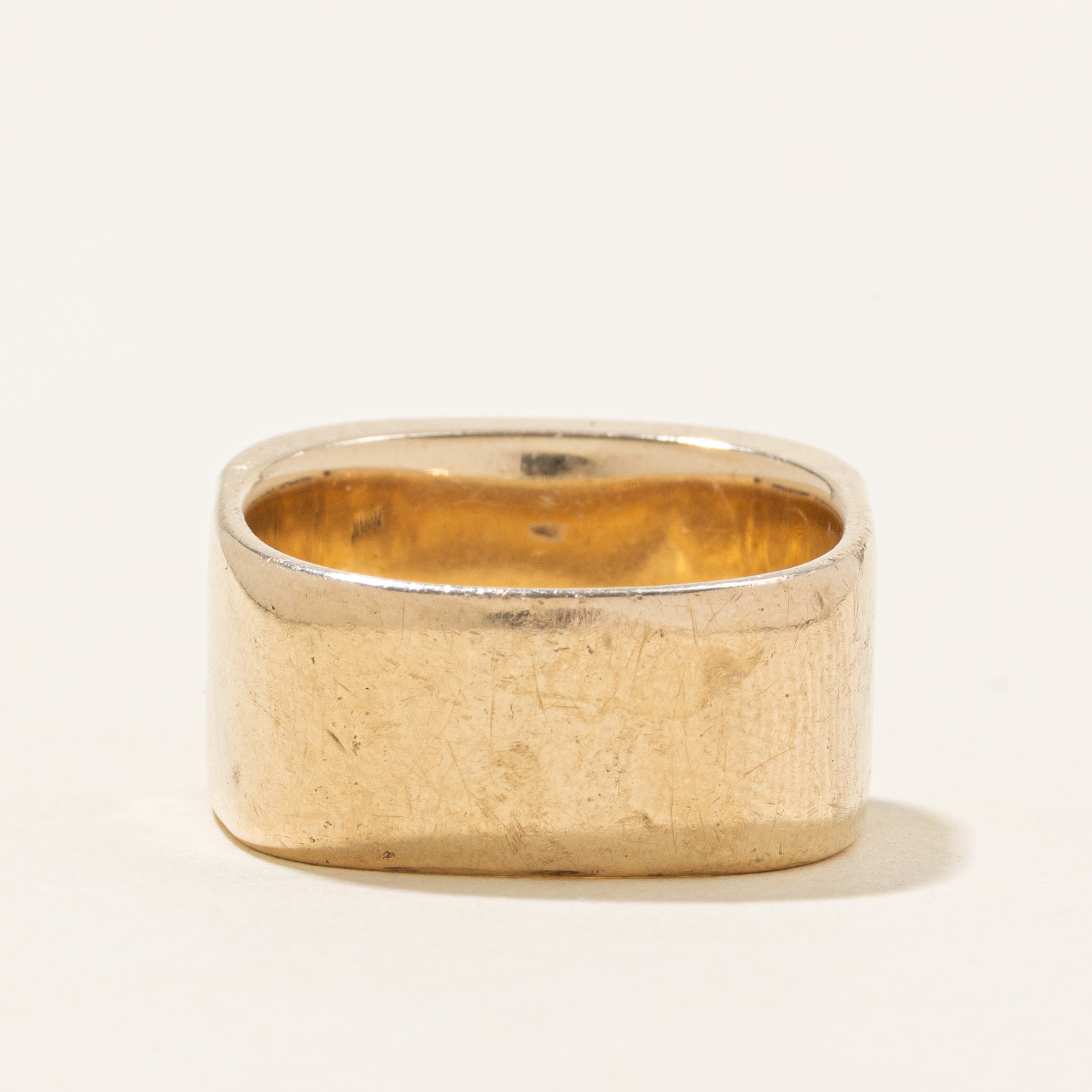 10K Yellow Gold Textured Soft Square Band | SZ 9.5