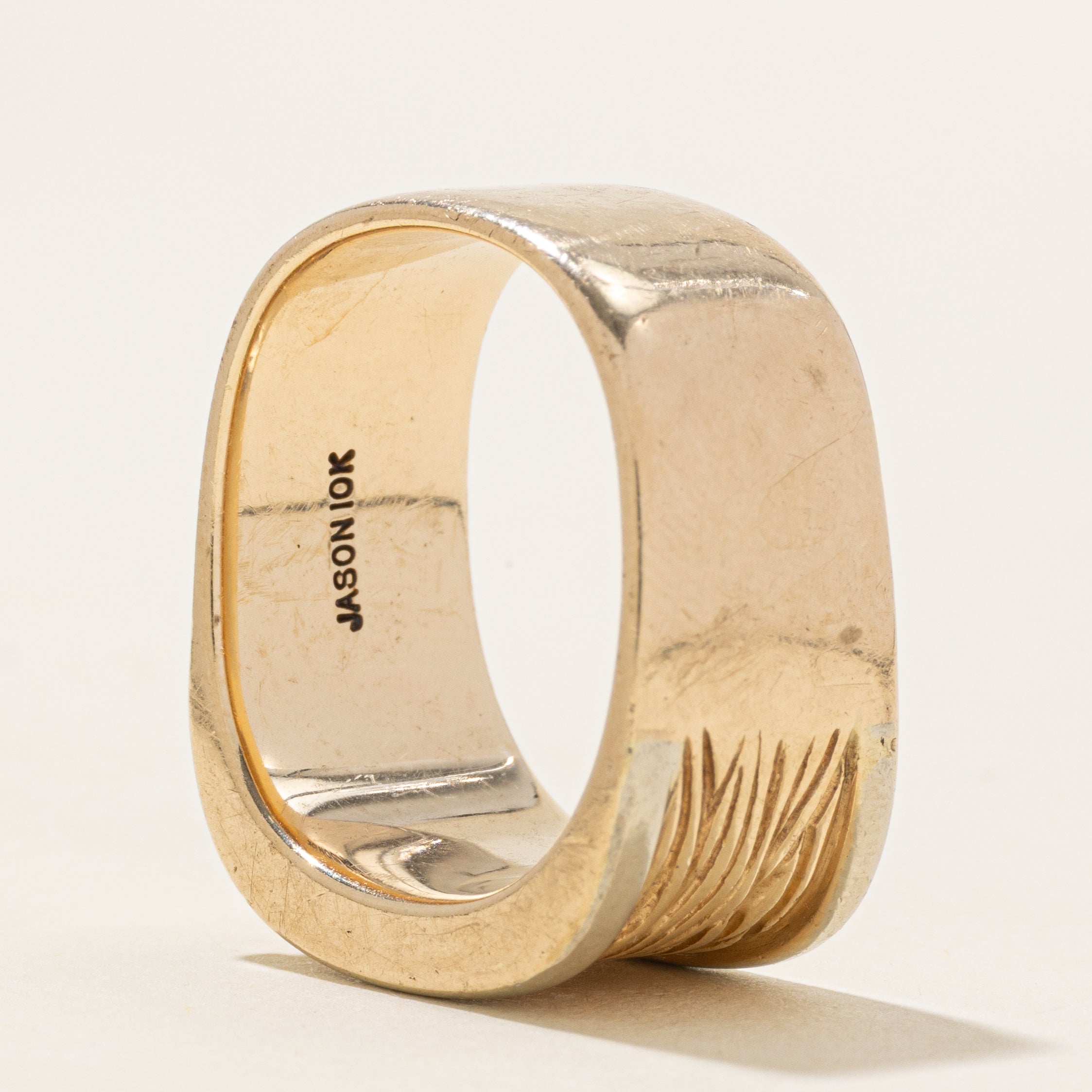 10K Yellow Gold Textured Soft Square Band | SZ 9.5
