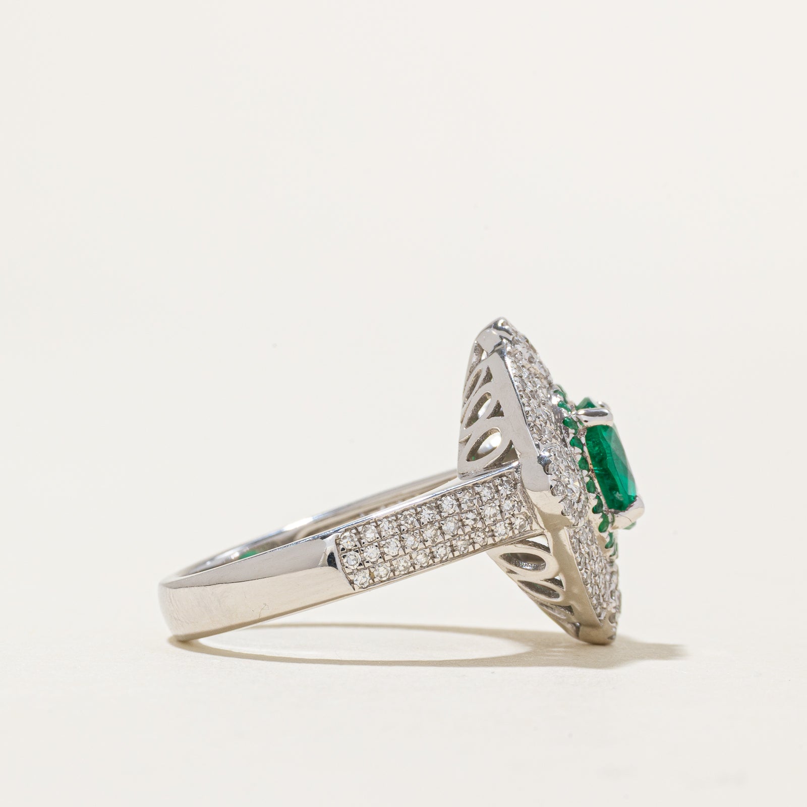 GRS Mariposa Colombian Emerald & Diamond Ring | 1.31ctw | 0.84ctw | SZ 6.5