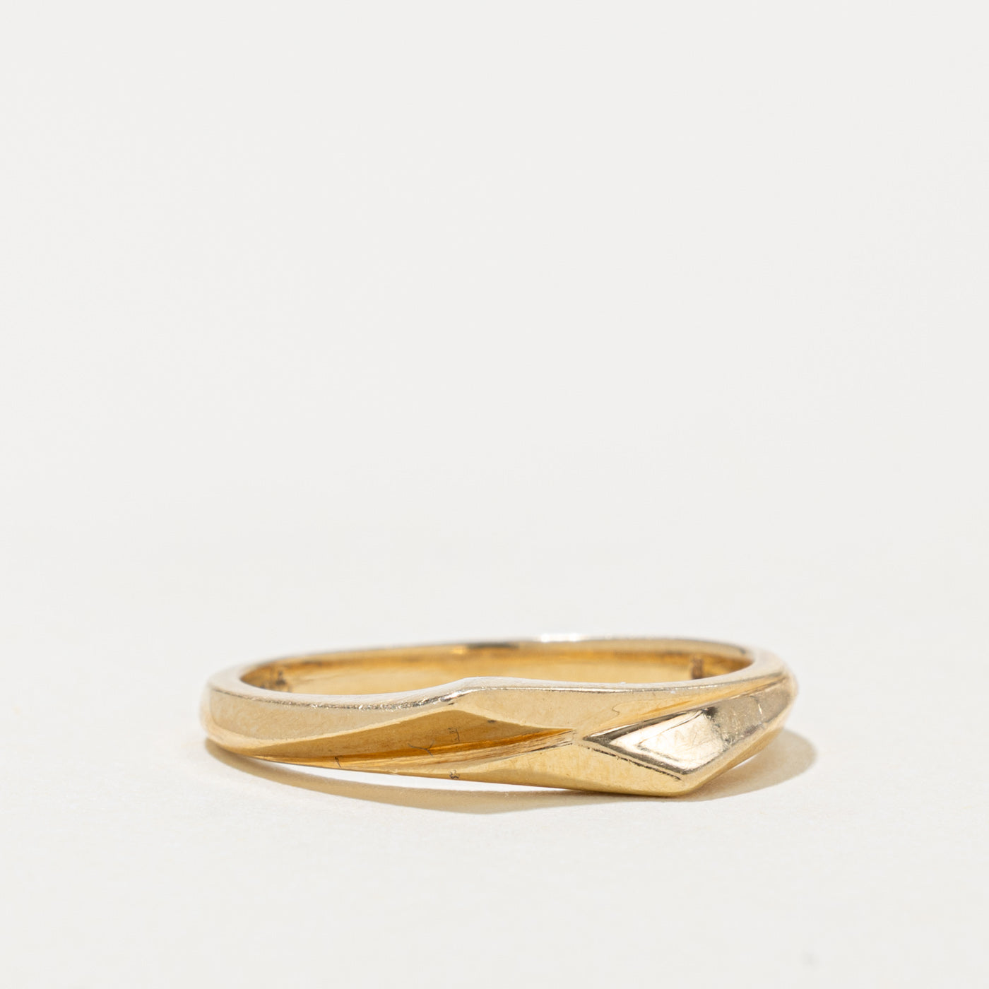 Canadian Yellow Gold Matte Geometric Abstract Band | 3.65mm | SZ 6.75