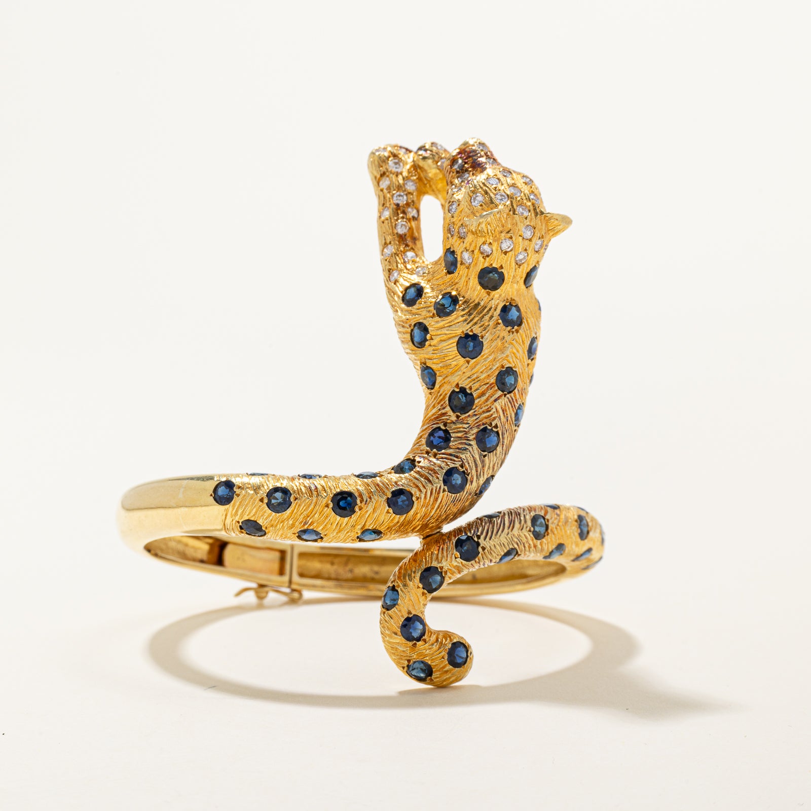 'Maramenos & Pateras' Sapphire, Diamond & Pink Sapphire Panther Bracelet | 8.29ctw | 1.30ctw | 6.5"