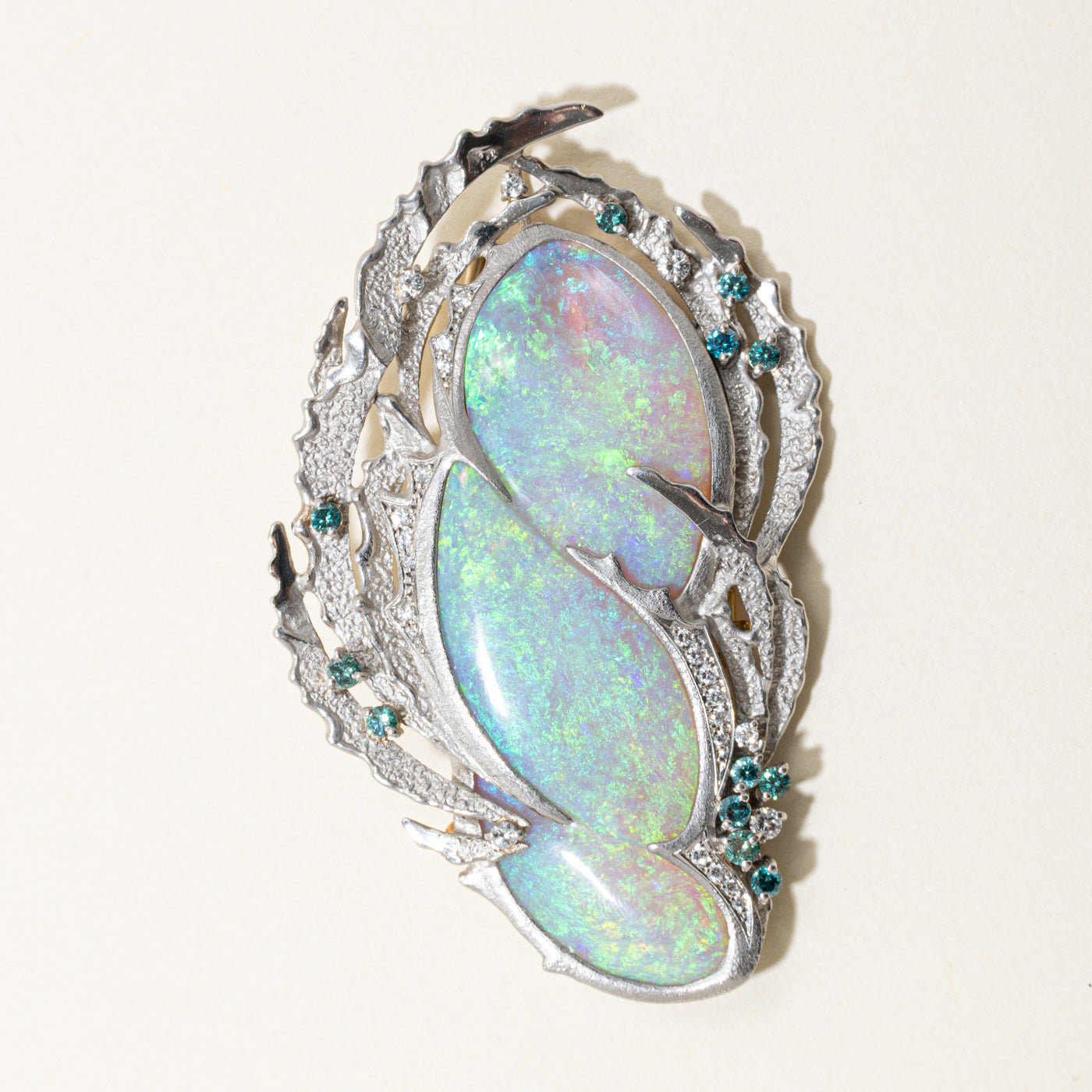 Australian Opal & Diamond Convertible Pendant/Brooch/Bracelet | 60.12ct | 1.13ctw |