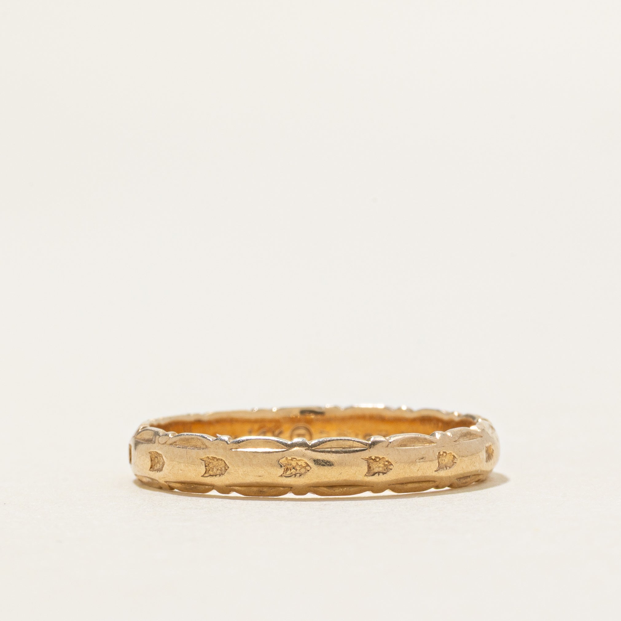 14k Yellow Gold Patterned Band | 3mm | SZ 6.75