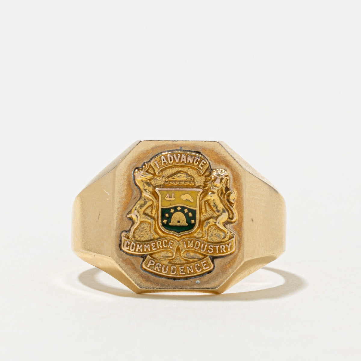 'Birks' Vintage Canadian 10k Hamilton Coat of Arms Signet Ring | SZ 6.25