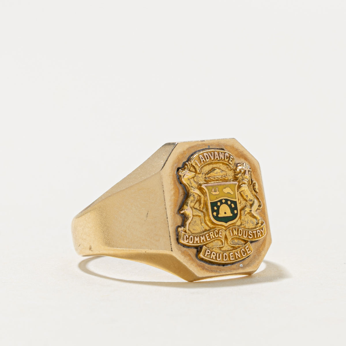 'Birks' Vintage Canadian 10k Hamilton Coat of Arms Signet Ring | SZ 6.25
