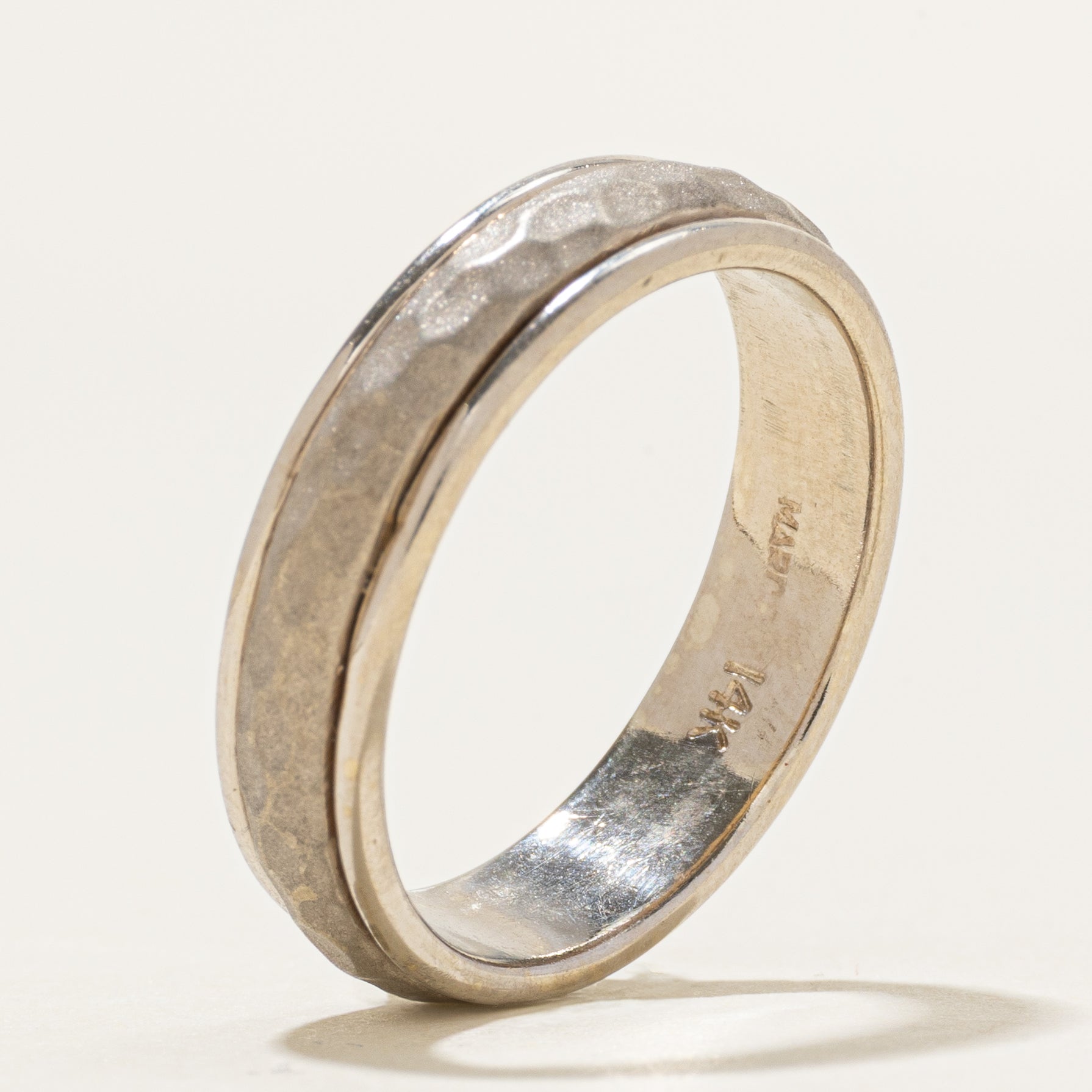 14K White Gold Textured Band | 5.25mm | SZ 9.25