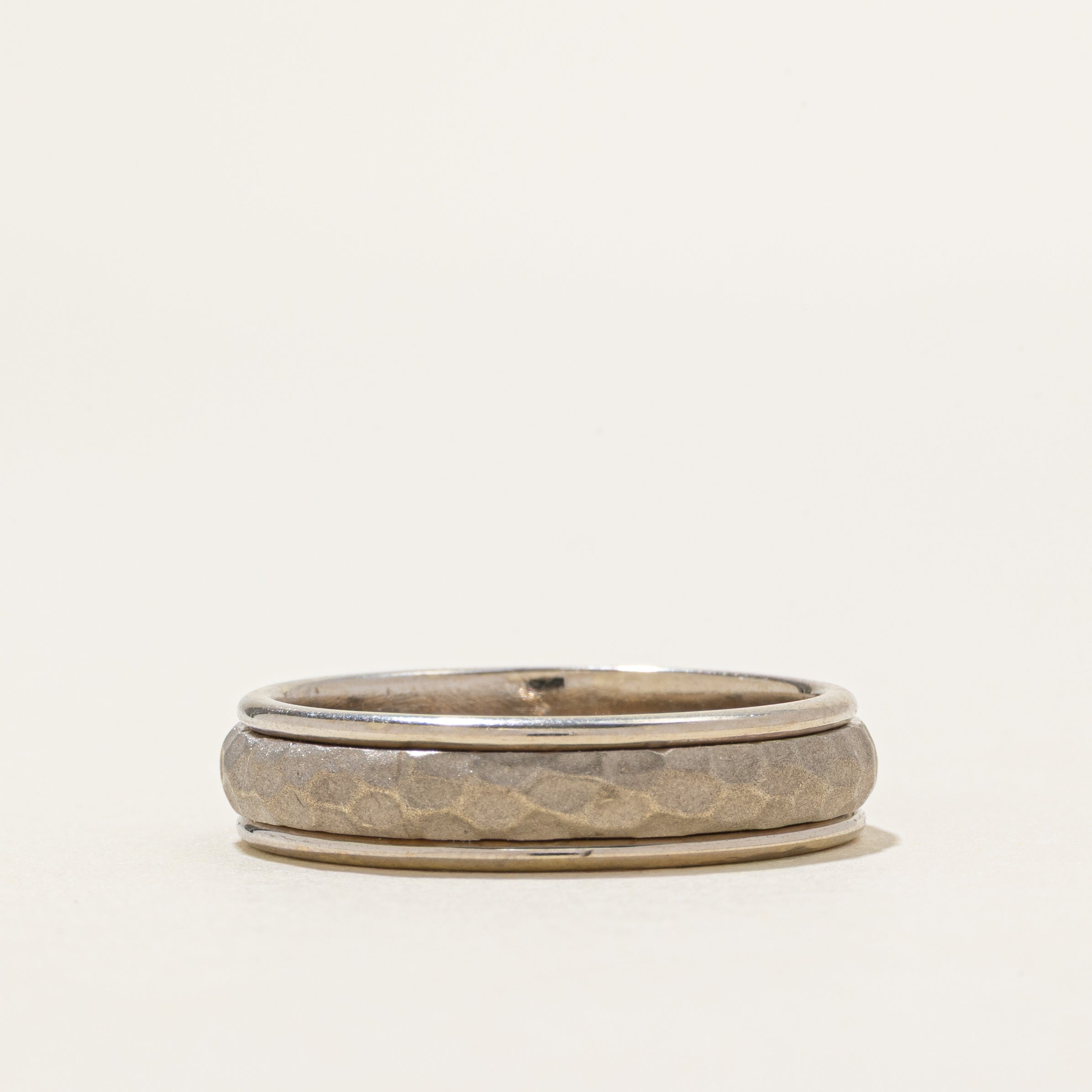 14K White Gold Textured Band | 5.25mm | SZ 9.25