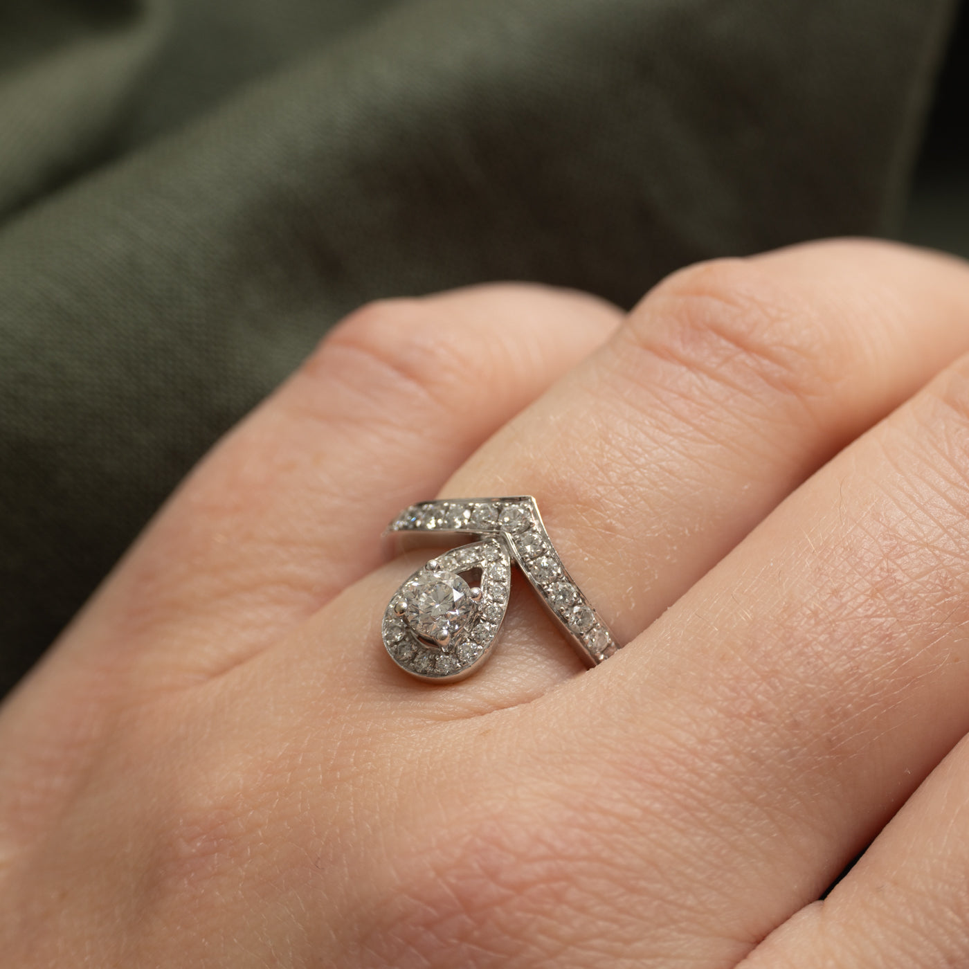 18K Diamond Chevron Engagement Ring | 0.73ctw | SZ 4.75