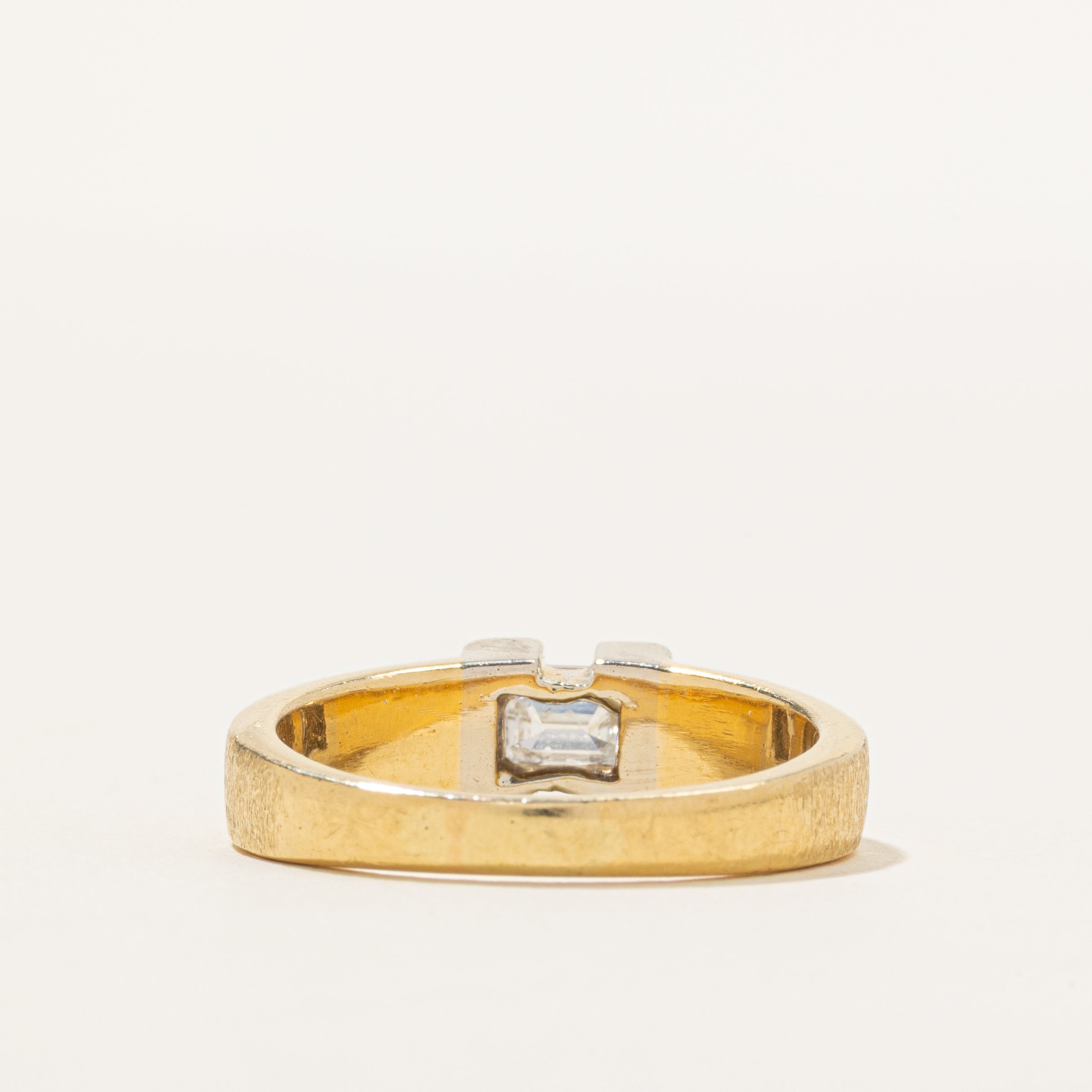 18k East West Semi Bezel Emerald Cut Ring | 0.65ct | SZ 9
