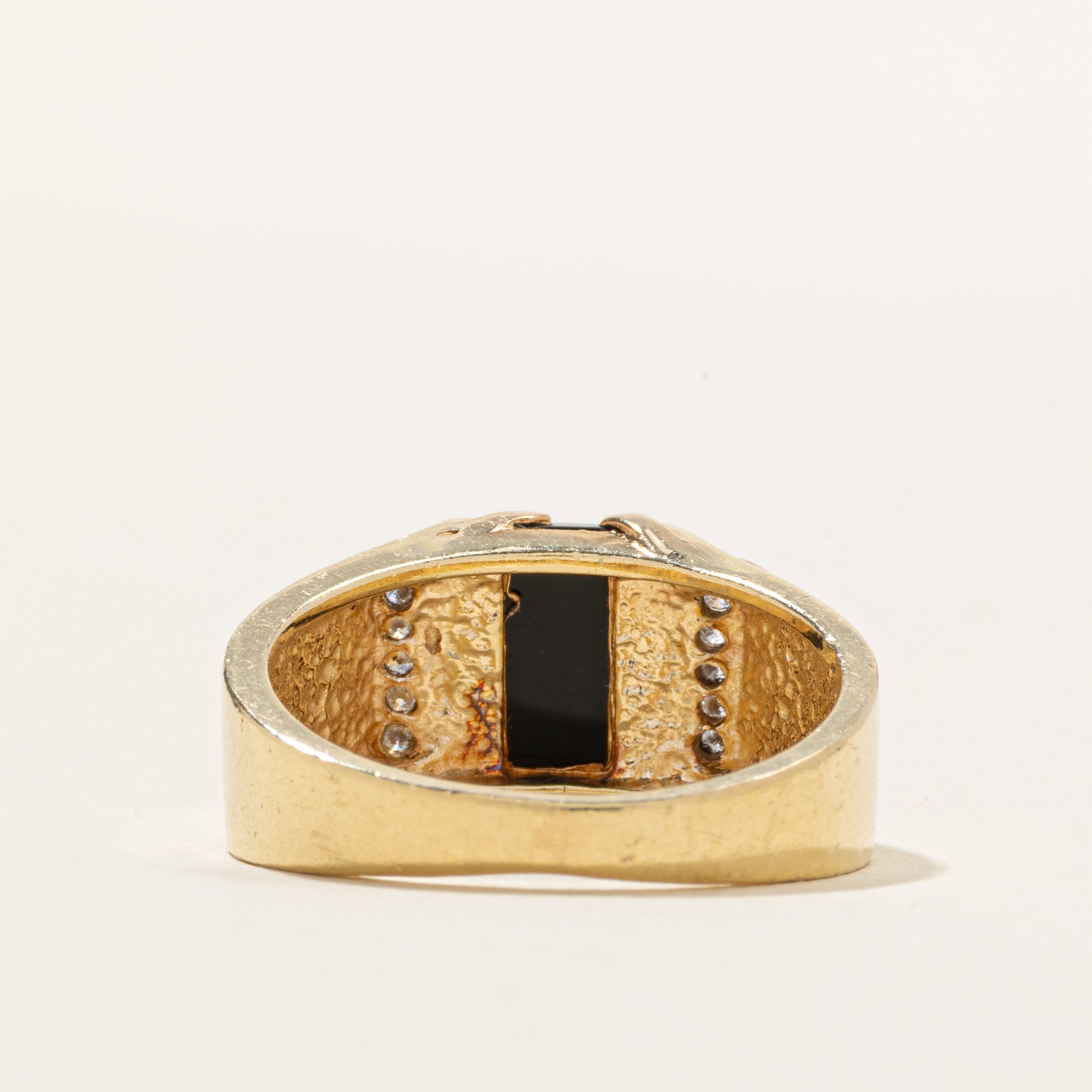 Onyx & Diamond Column Chunky Ring | 1.50ct, 0.10ctw | SZ 8