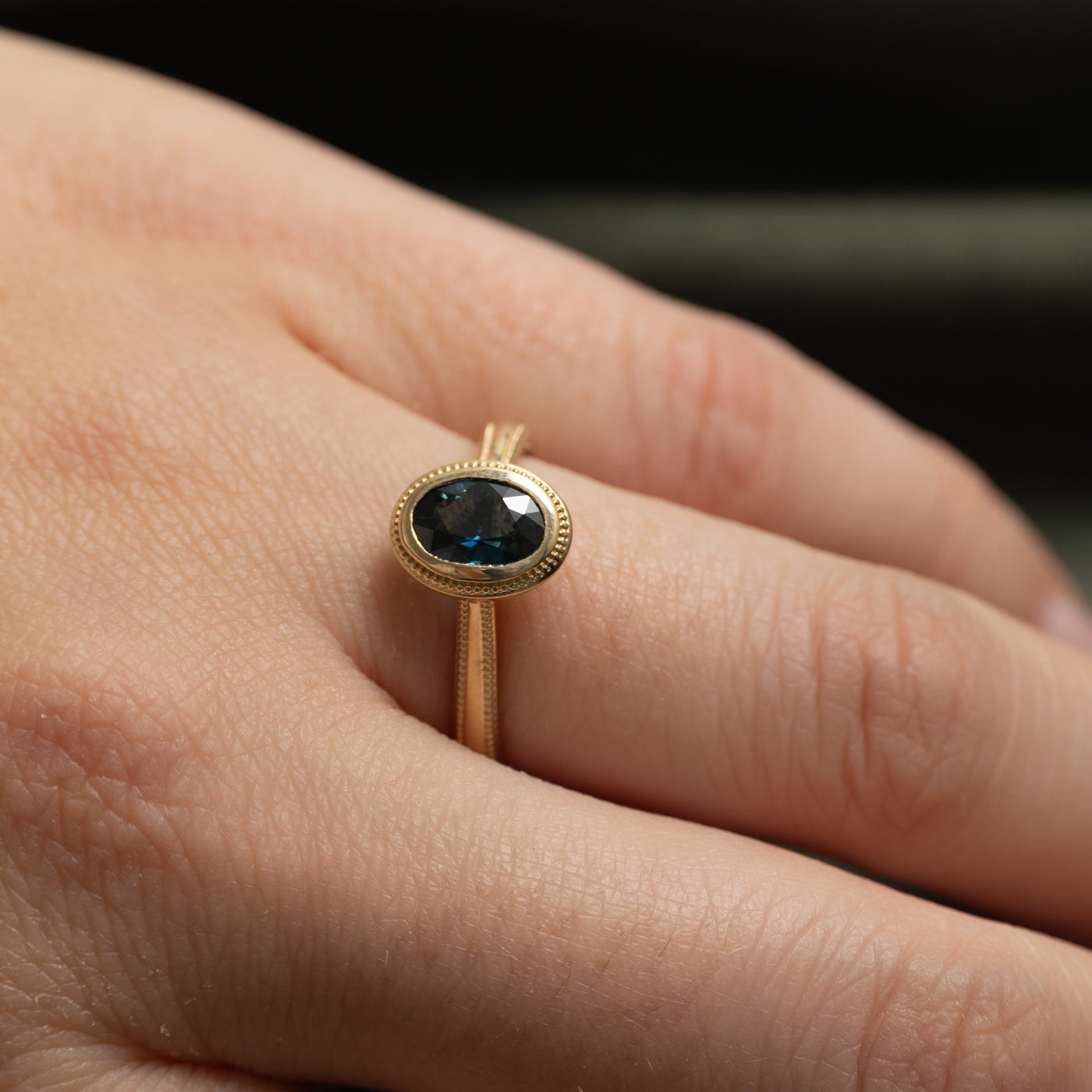 '100 Ways' Bezel Milgrain Sapphire Ring | 0.94ct | SZ 7