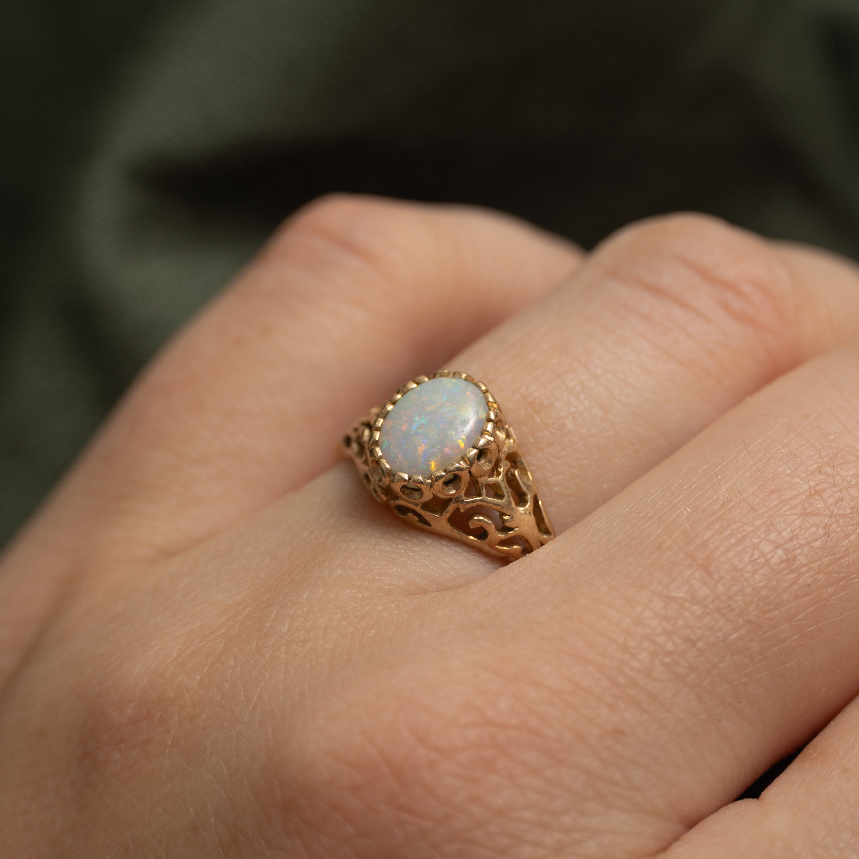 Cabochon Opal Openwork Ring | 0.54ct | SZ 6