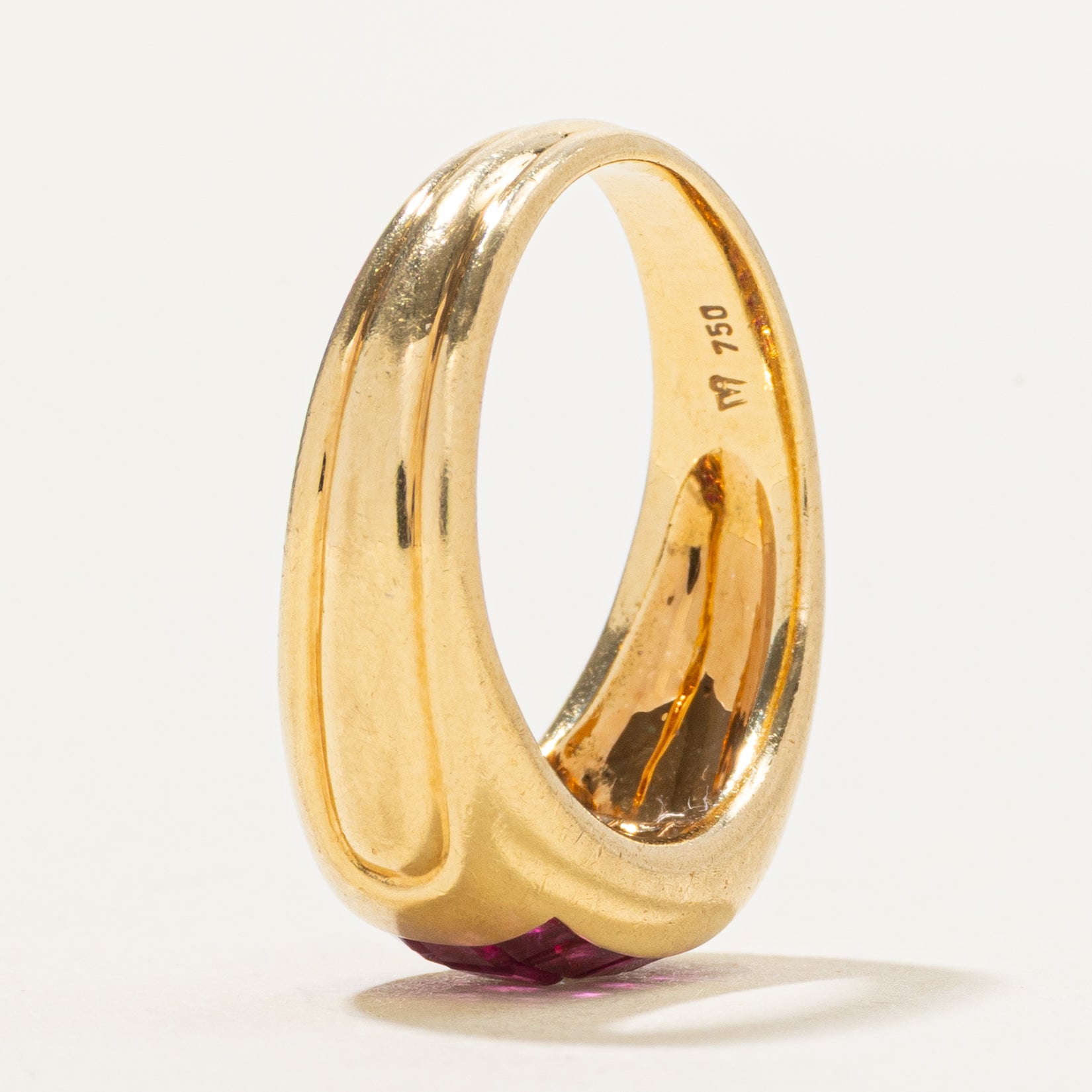18k Ruby & Diamond Grid Dome Ring | 1.96ctw, 0.09ct | SZ 6.5