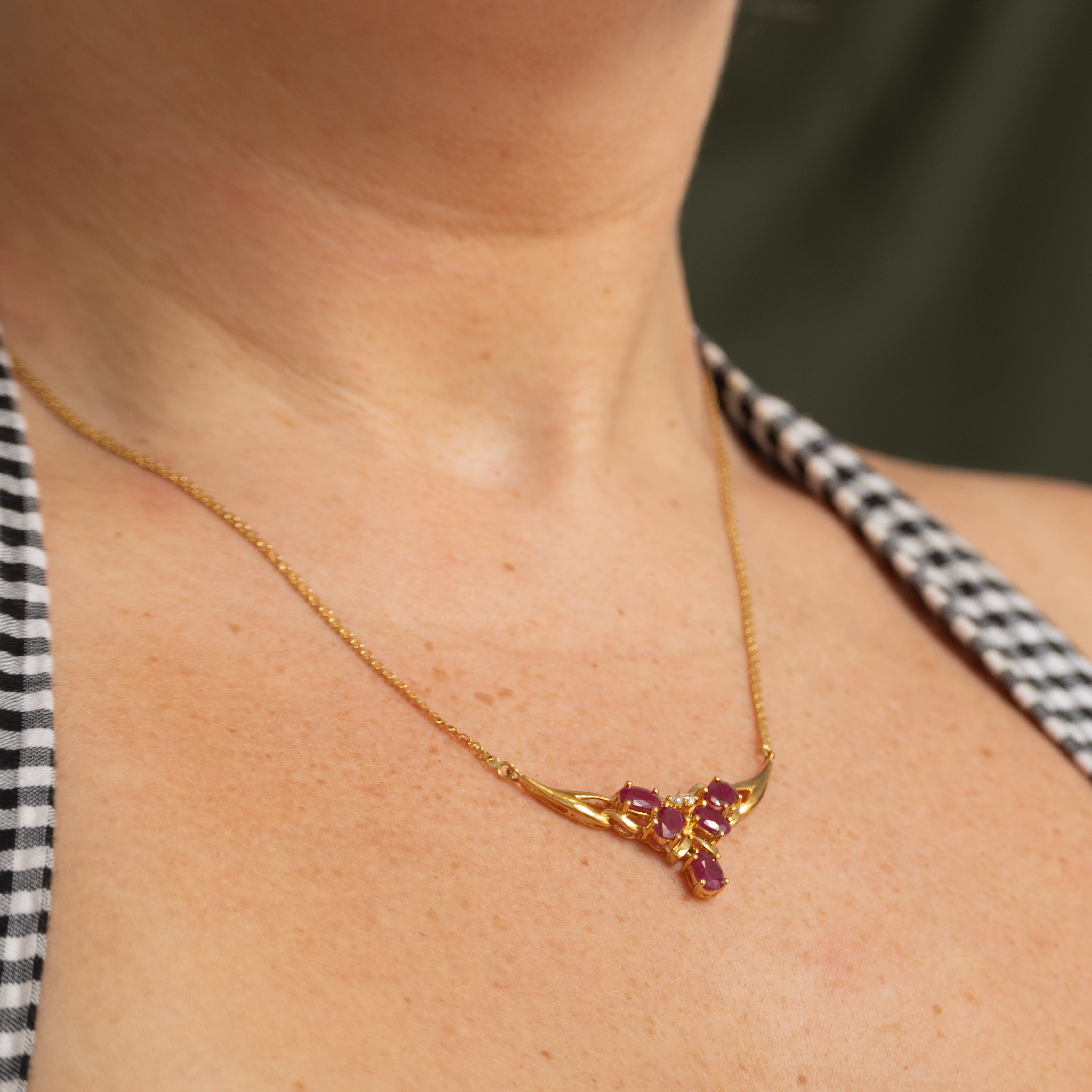 18k Ruby & Diamond Pendant Necklace | 2.00ctw, 0.05ctw | 16"