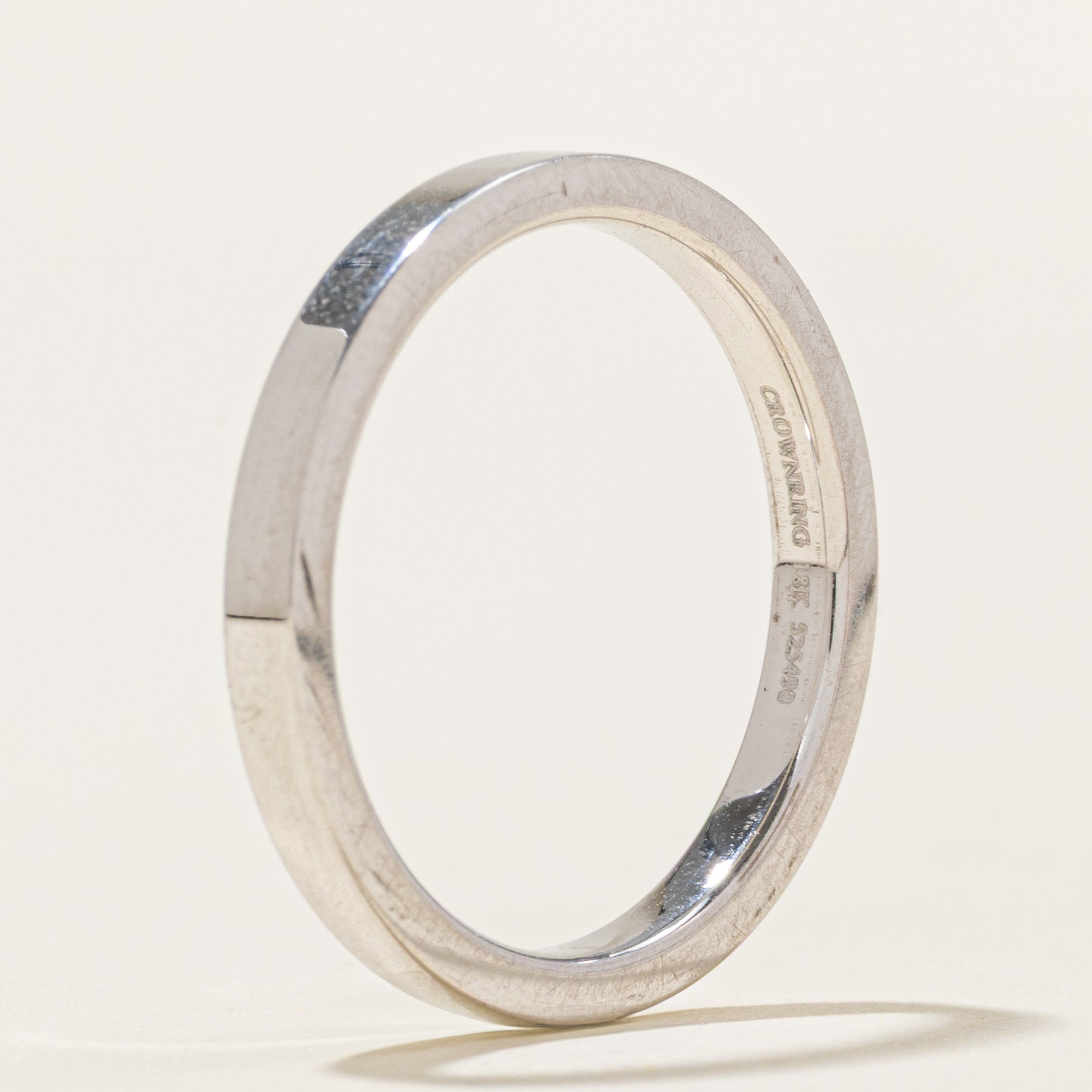 18K White Gold Flat Band | 2.5mm | SZ 8
