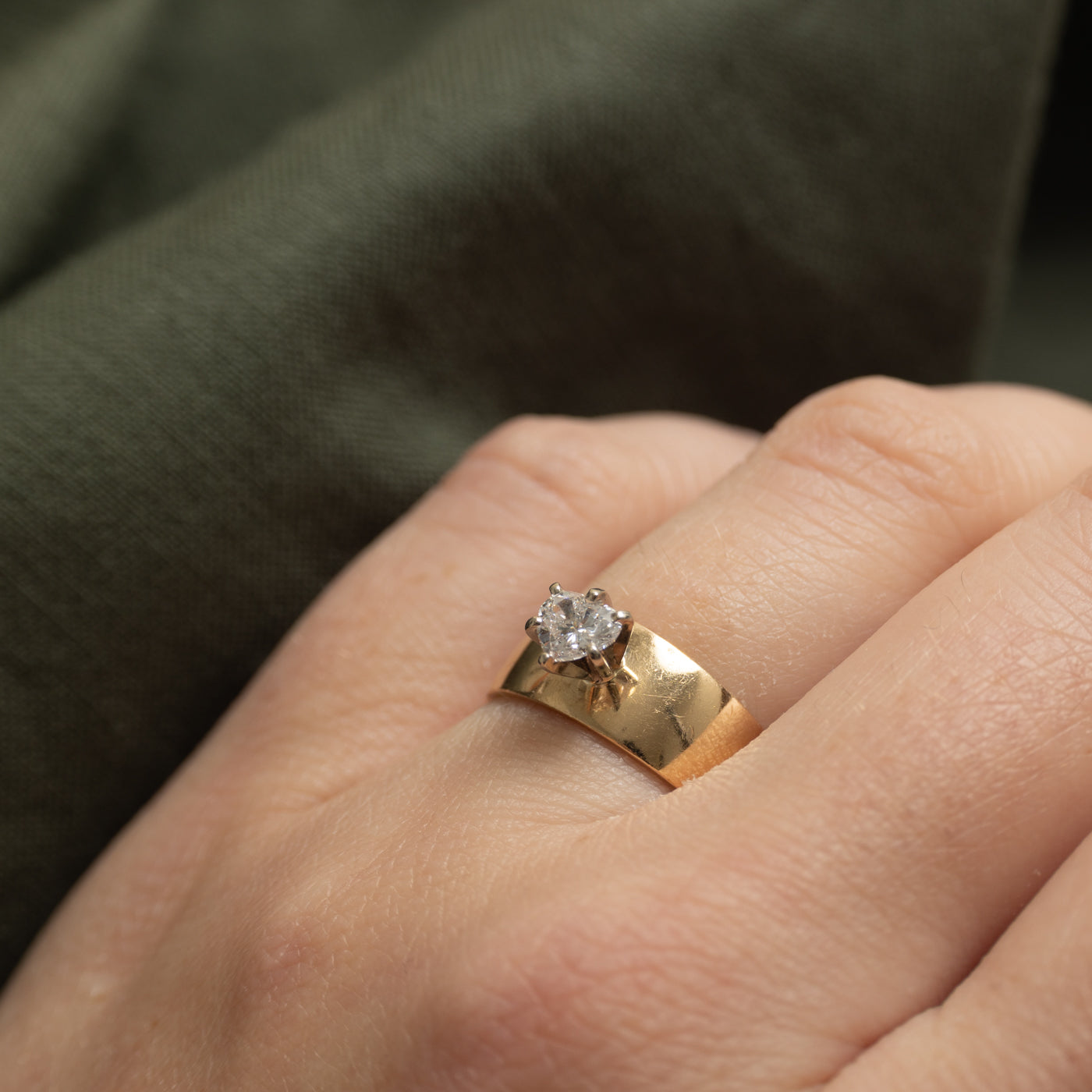 10K Solitaire High Set Heart Cut Diamond Ring | 0.40ct | SZ 6