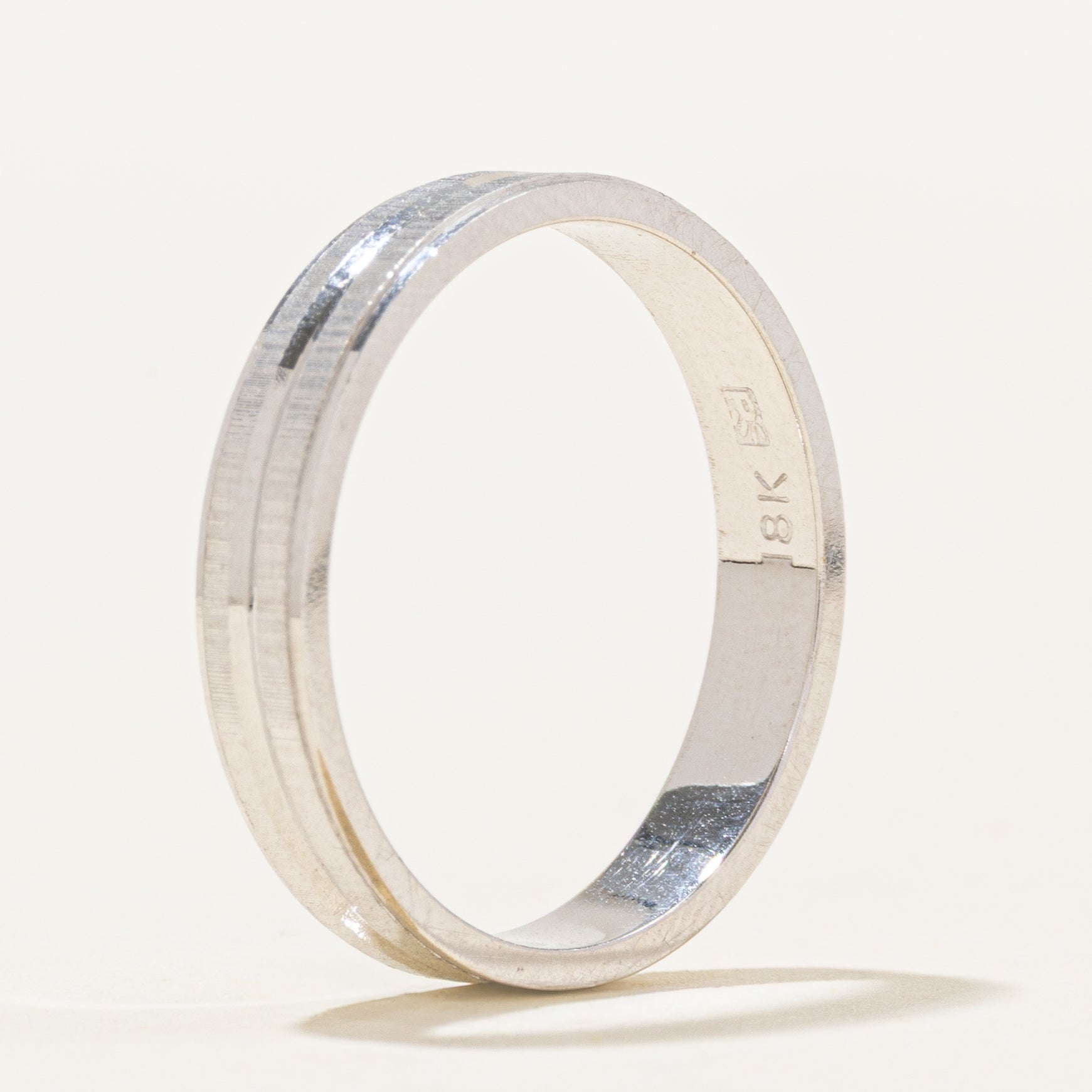 18K White Gold Textured Band | 3.6mm | SZ 7.25