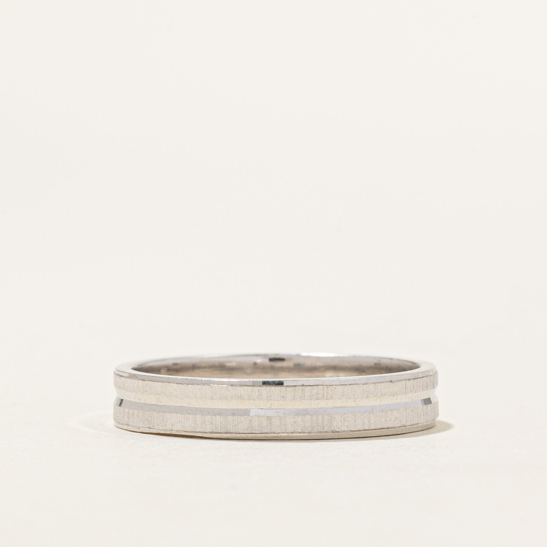 18K White Gold Textured Band | 3.6mm | SZ 7.25