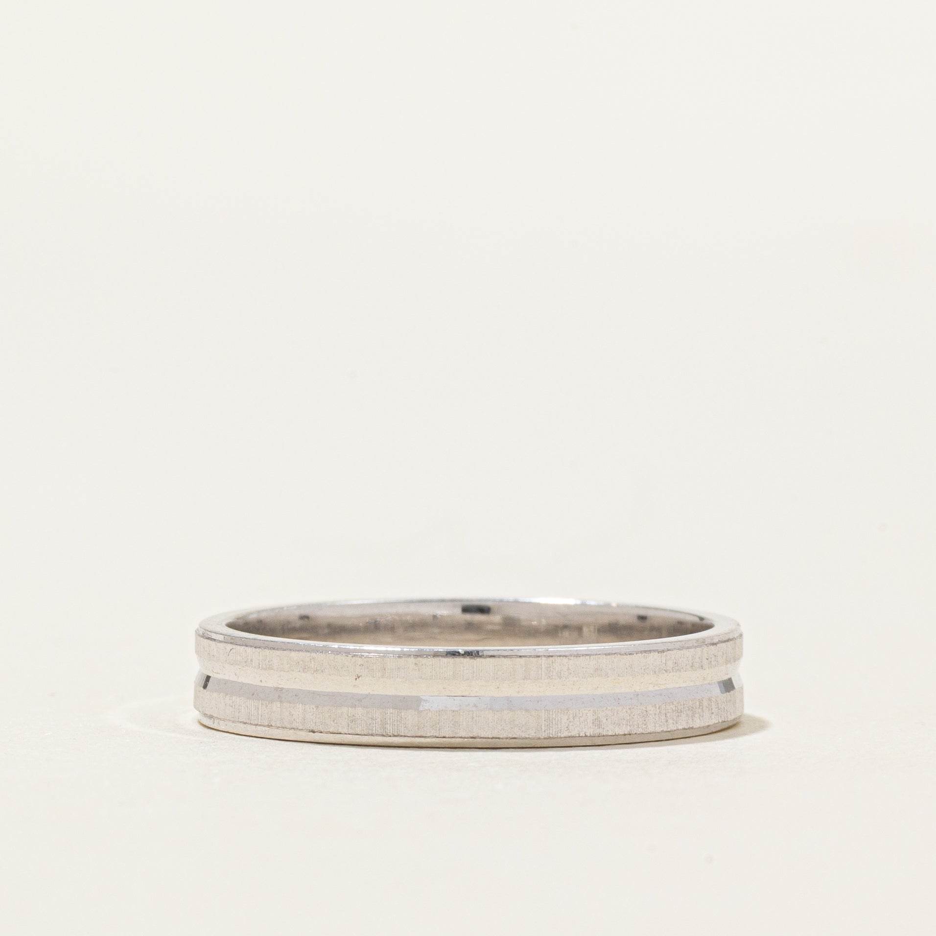18K White Gold Textured Band | 3.6mm | SZ 7.25
