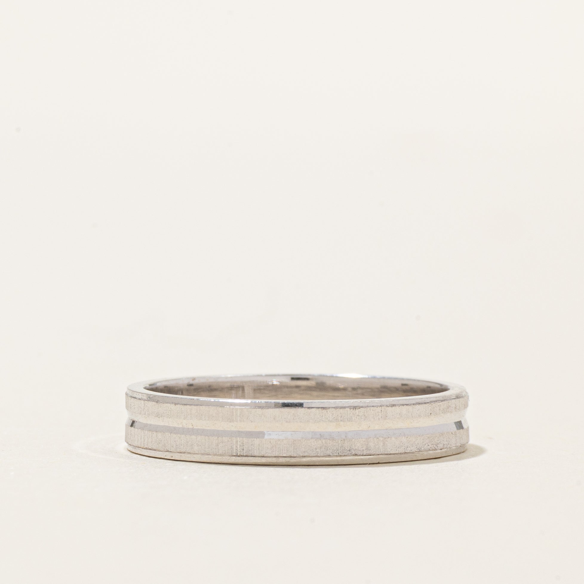 18K White Gold Textured Band | 3.6mm | SZ 7.25