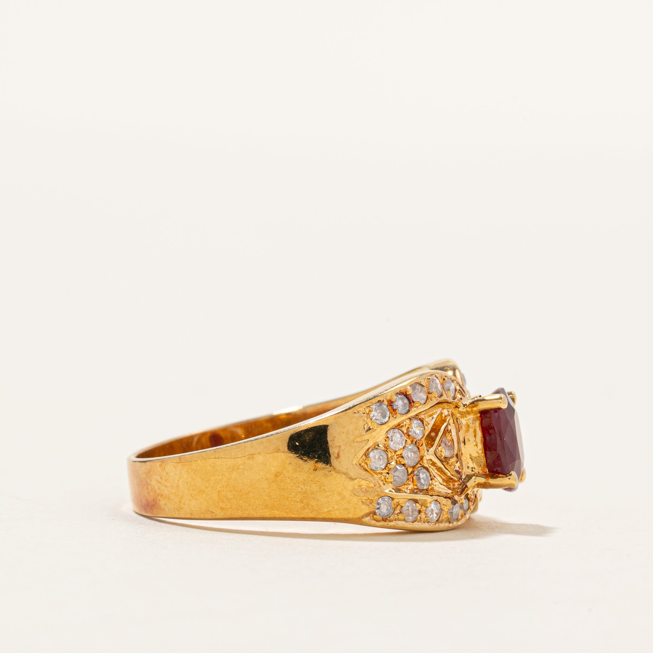 18k Ruby & Diamond Accent Ring | 0.75ct, 0.25ctw | SZ 6.5