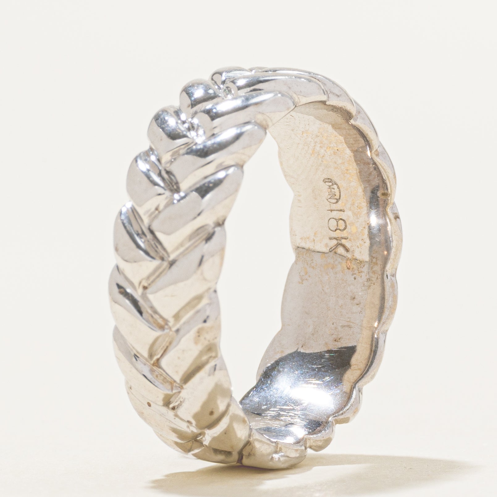 18K White Gold Braided Band | 6.5mm | SZ 6.25