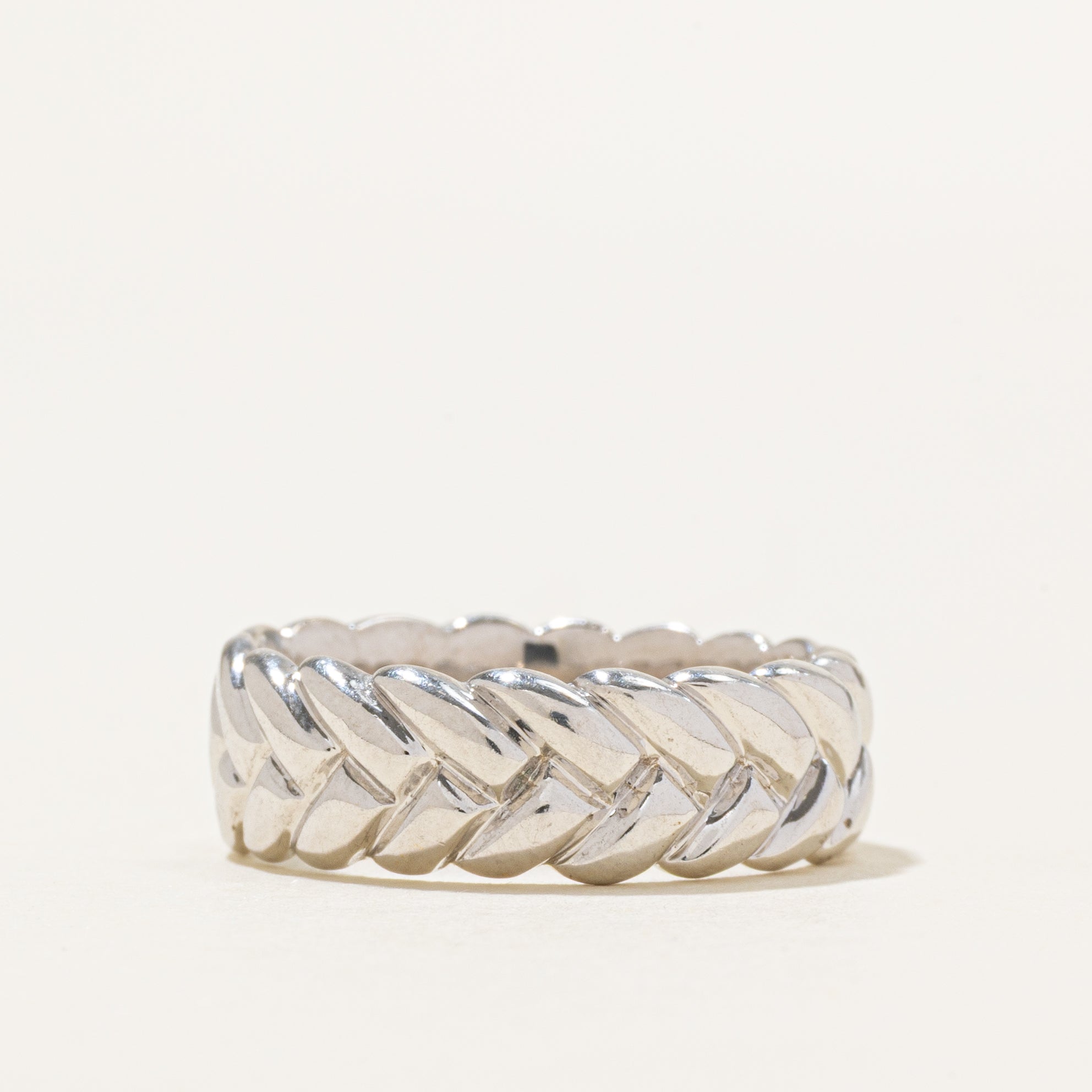 18K White Gold Braided Band | 6.5mm | SZ 6.25