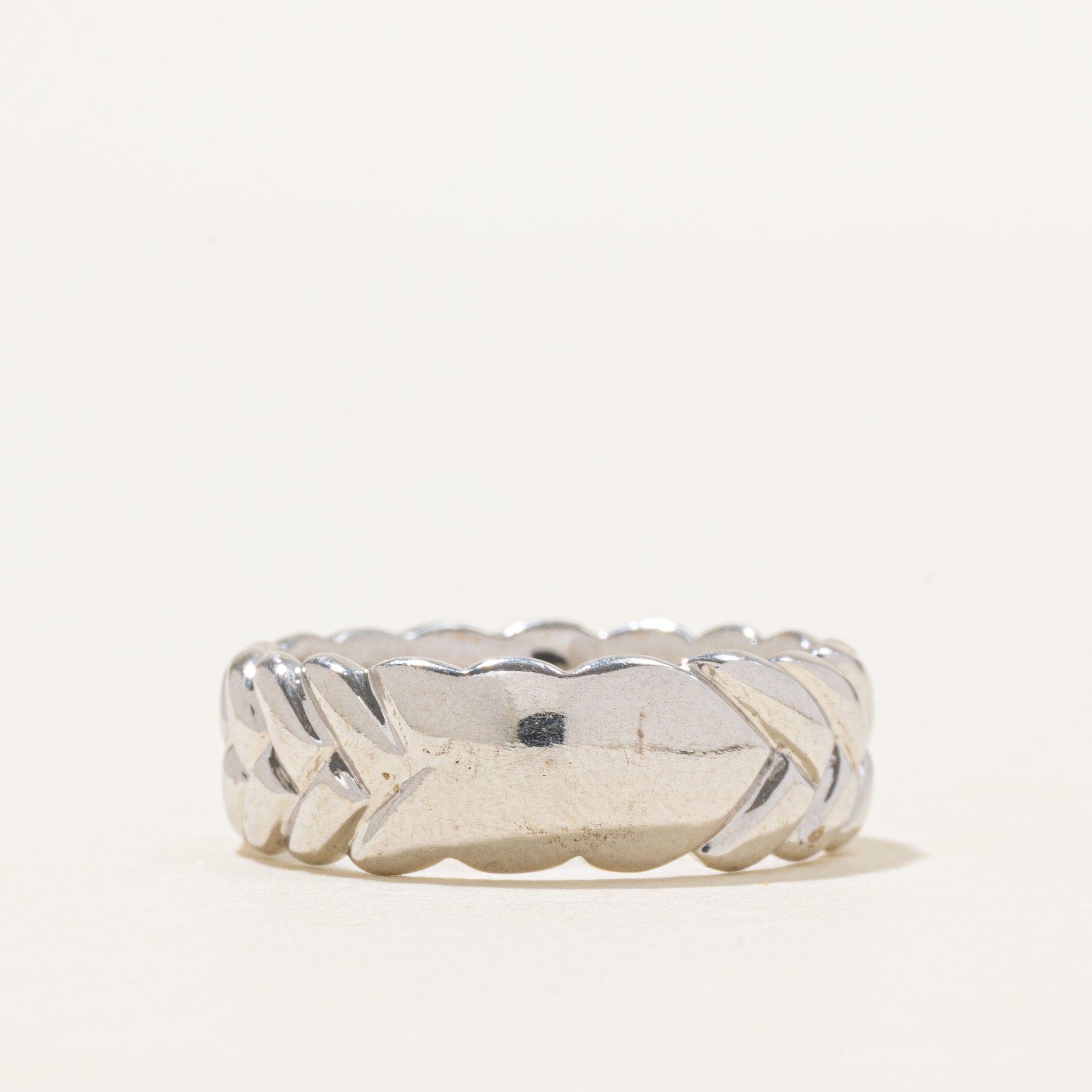 18K White Gold Braided Band | 6.5mm | SZ 6.25