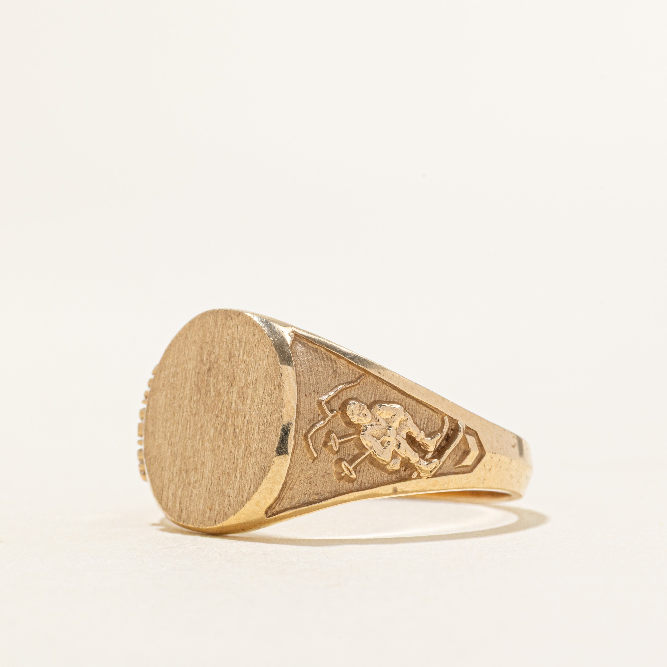10K "Canadian Sports" Skiing Signet Ring | SZ 10