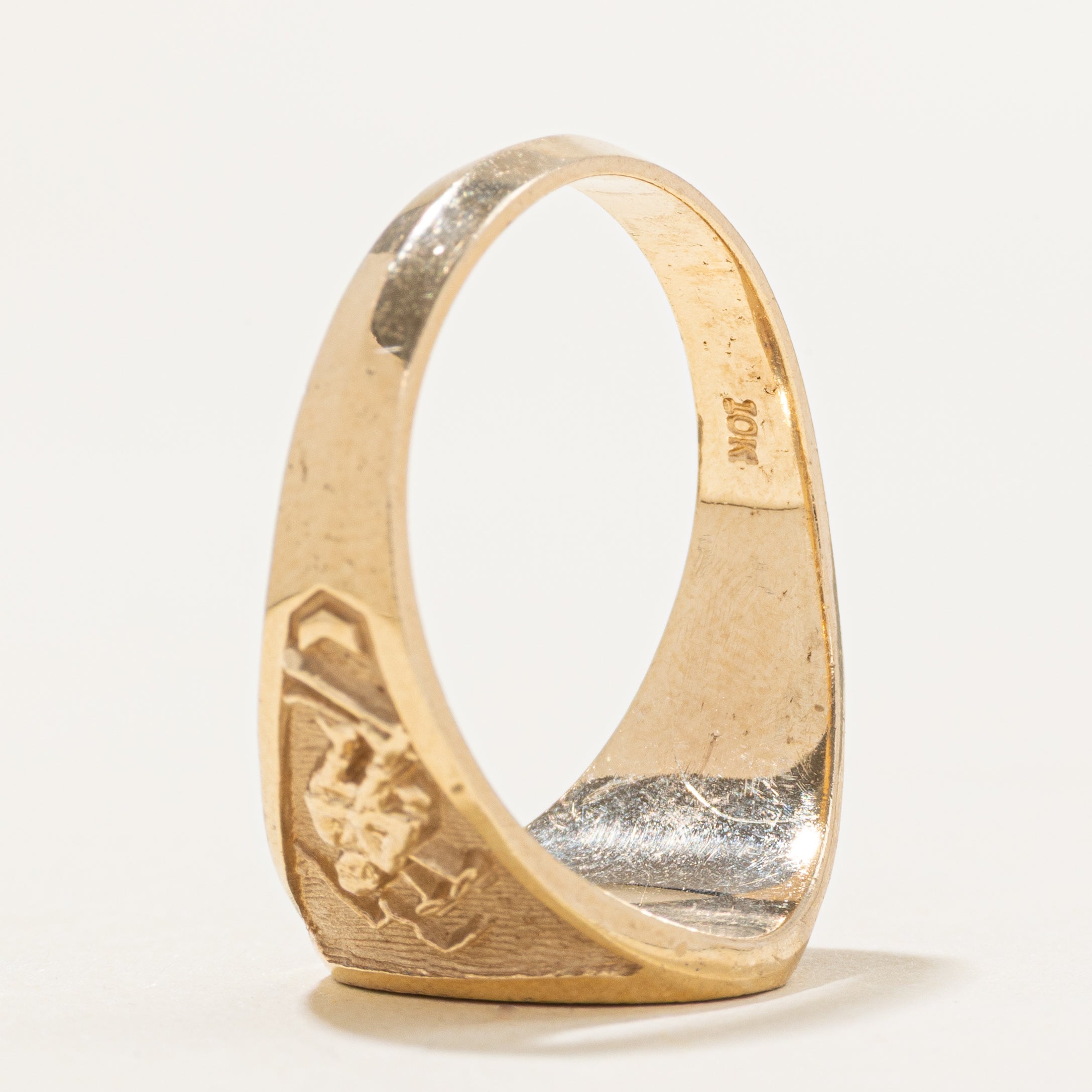 10K "Canadian Sports" Skiing Signet Ring | SZ 10