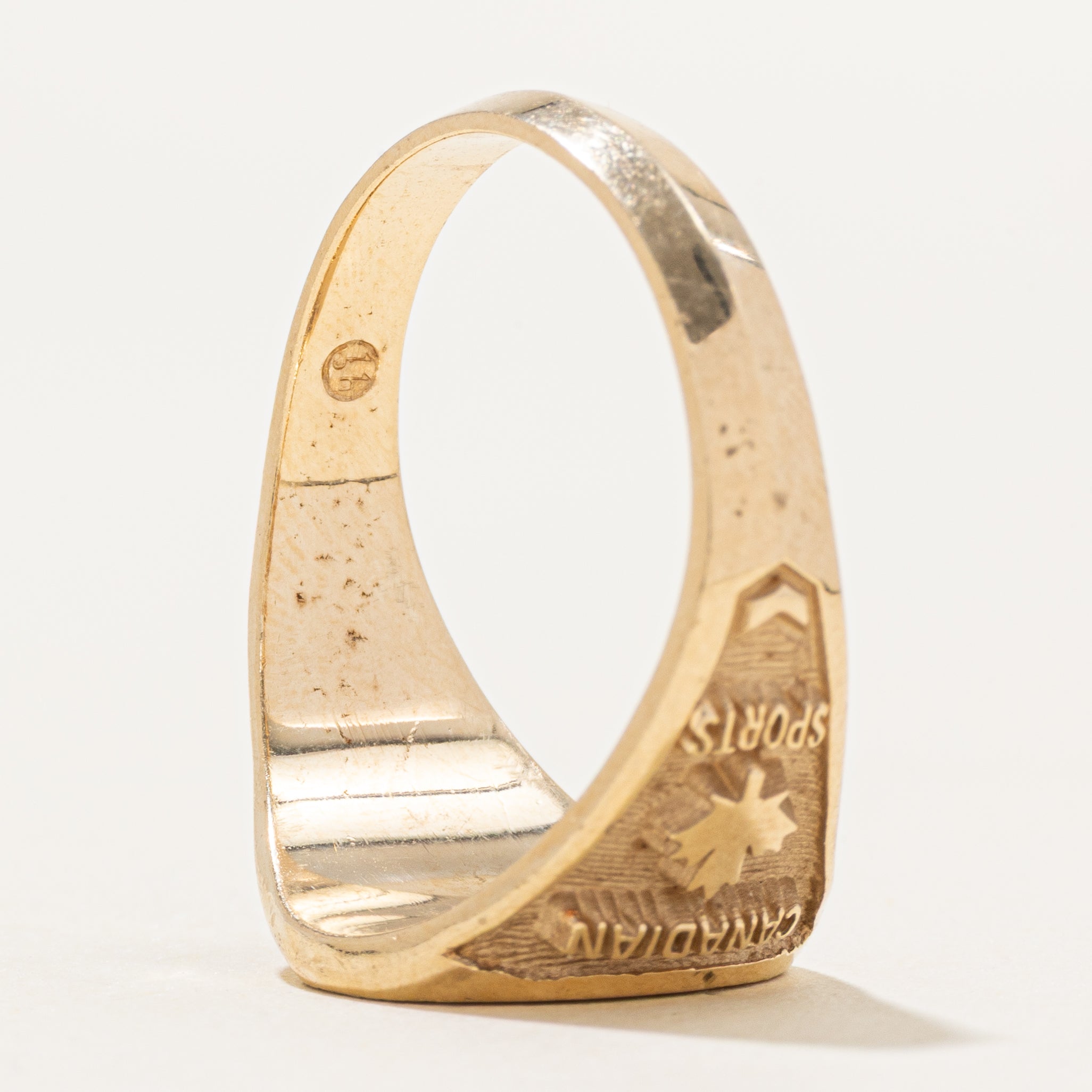 10K "Canadian Sports" Skiing Signet Ring | SZ 10