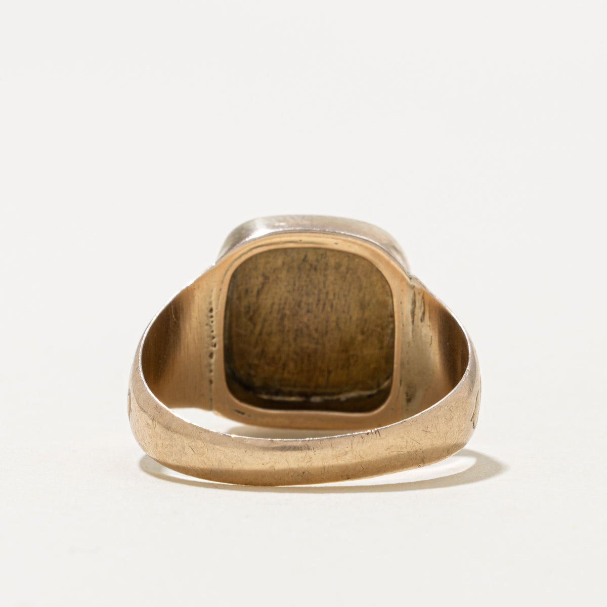 10k Yellow Gold Engraved Initial Signet Ring | SZ 9