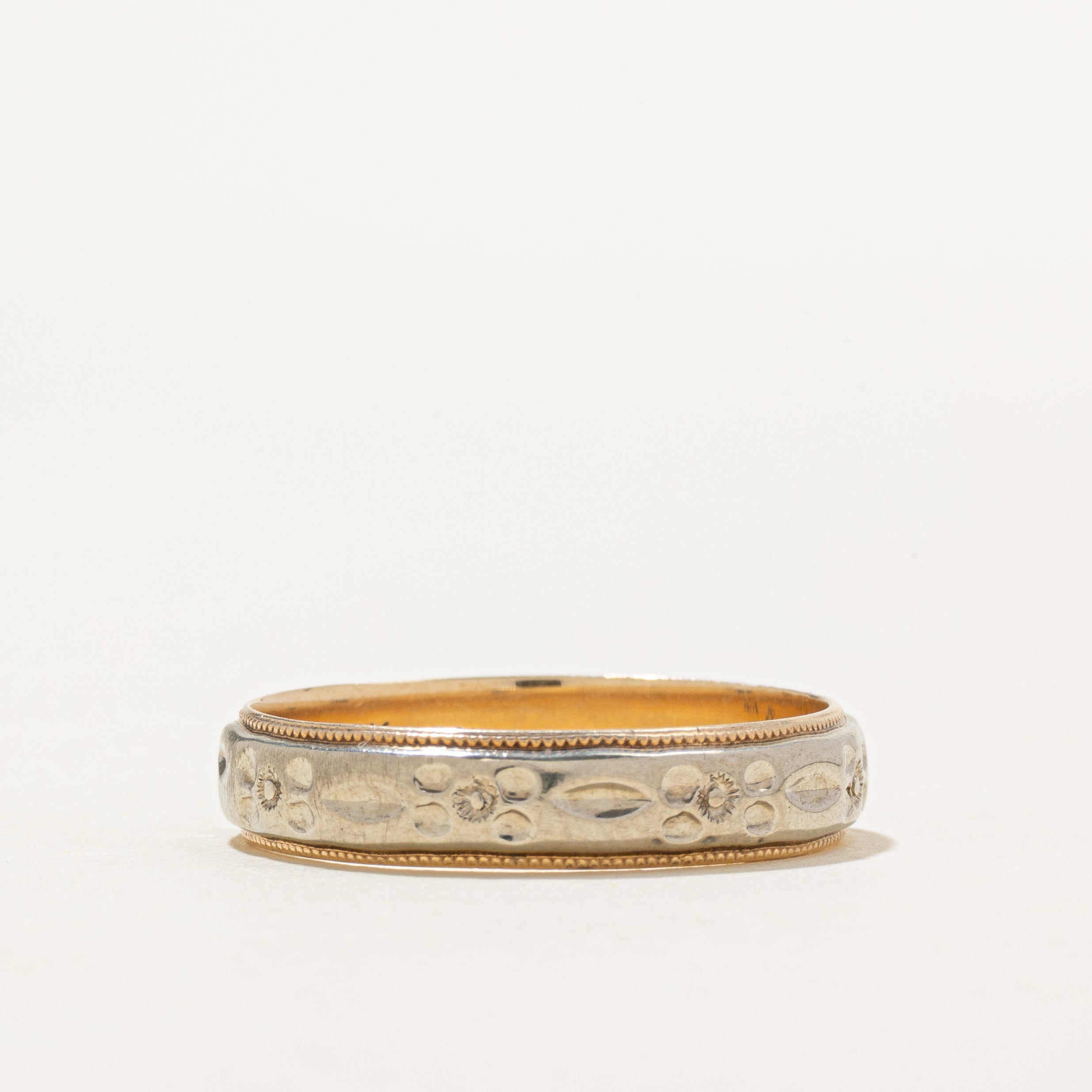 10K Vintage Patterned Gold Band | 4.75mm | SZ 10.25