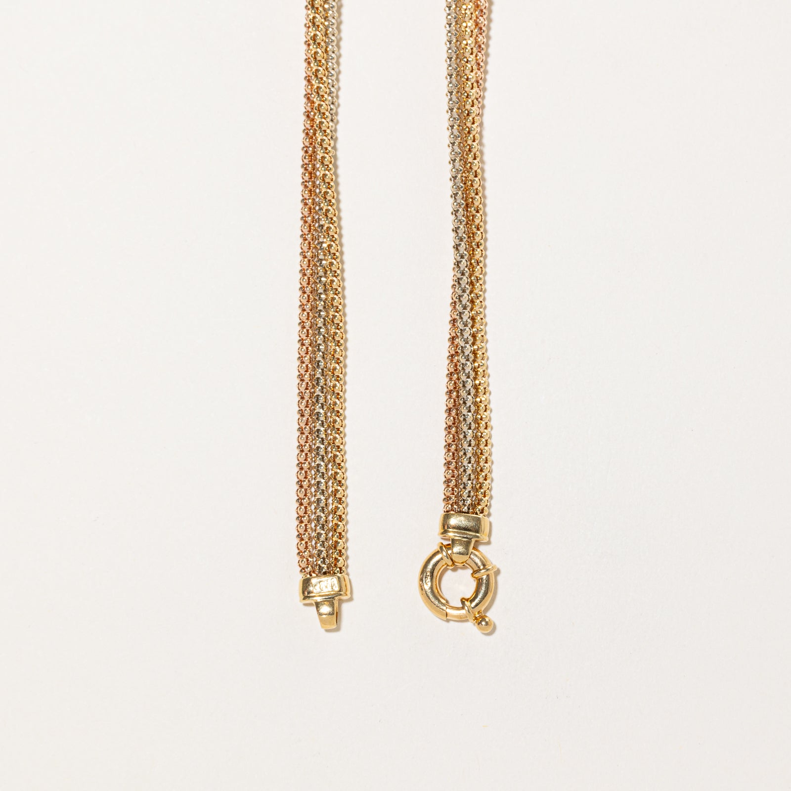 Italian 18k Tri Tone Gold Layered Popcorn Chain | 17"