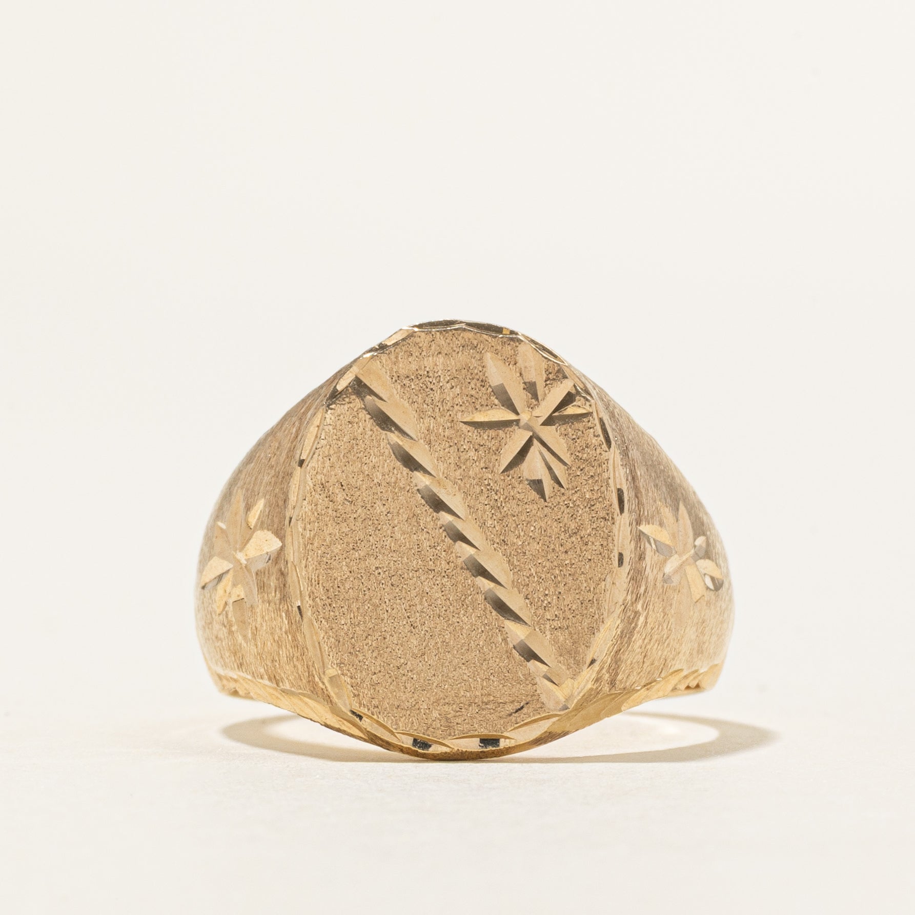 10K Yellow Gold Signet Ring with Star Motif | SZ 8