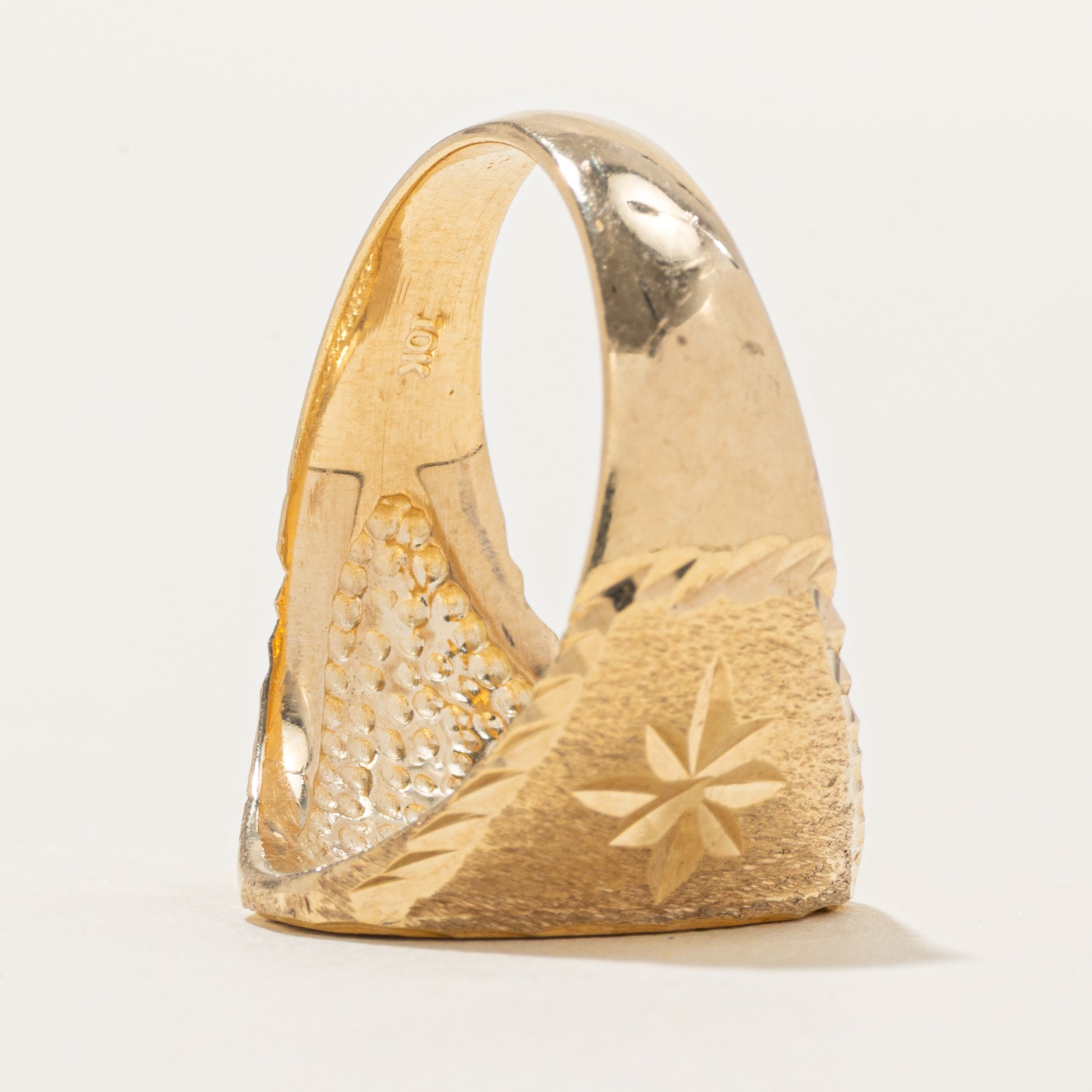 10K Yellow Gold Signet Ring with Star Motif | SZ 8