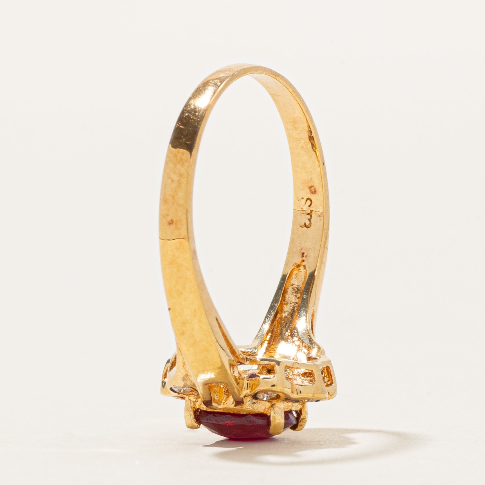 18k Ruby & Diamond Halo Ring | 1.00ct, 0.08ctw | SZ 6.75