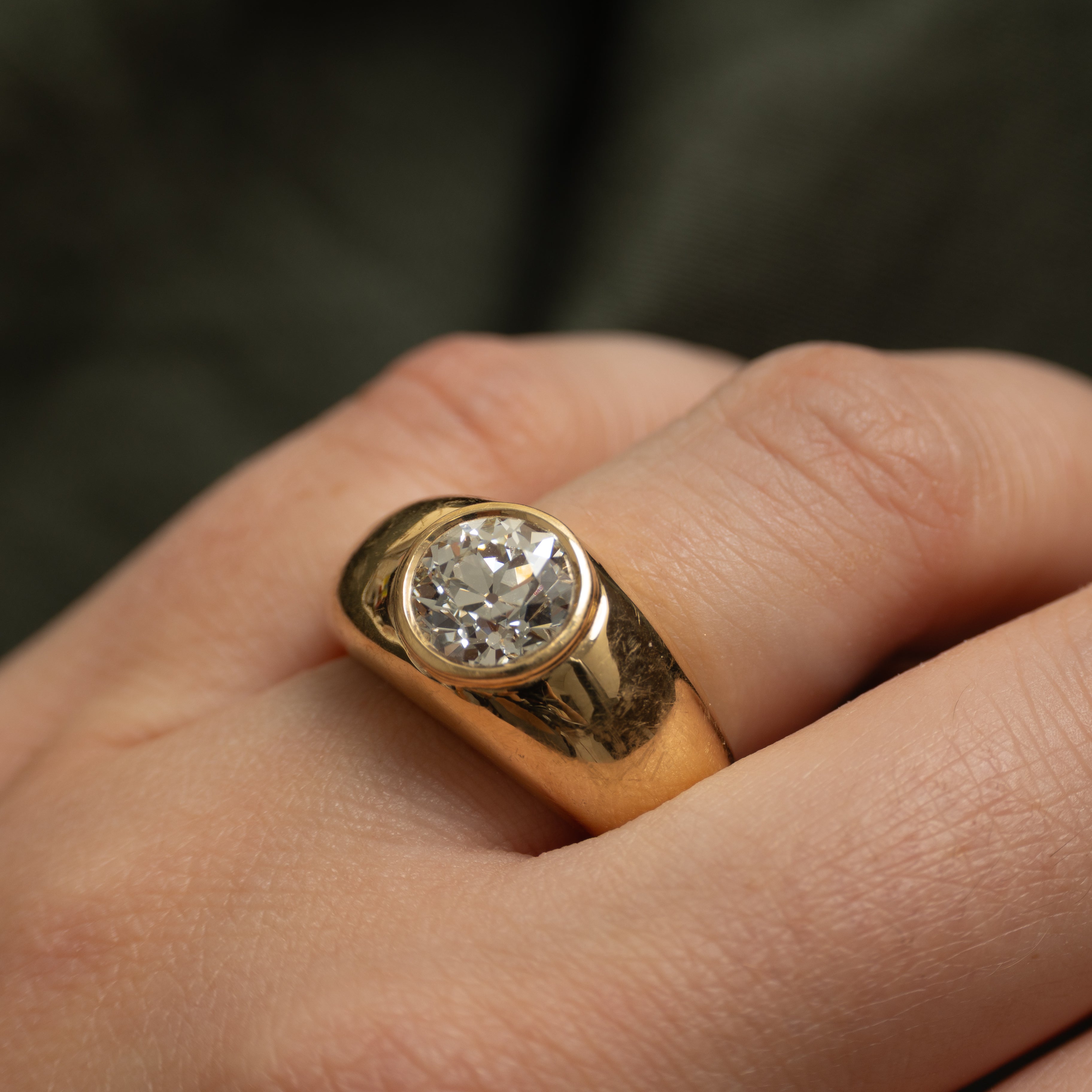 18k GIA Old European Cut Diamond Dome Ring | 2.31ct | SZ 9.25