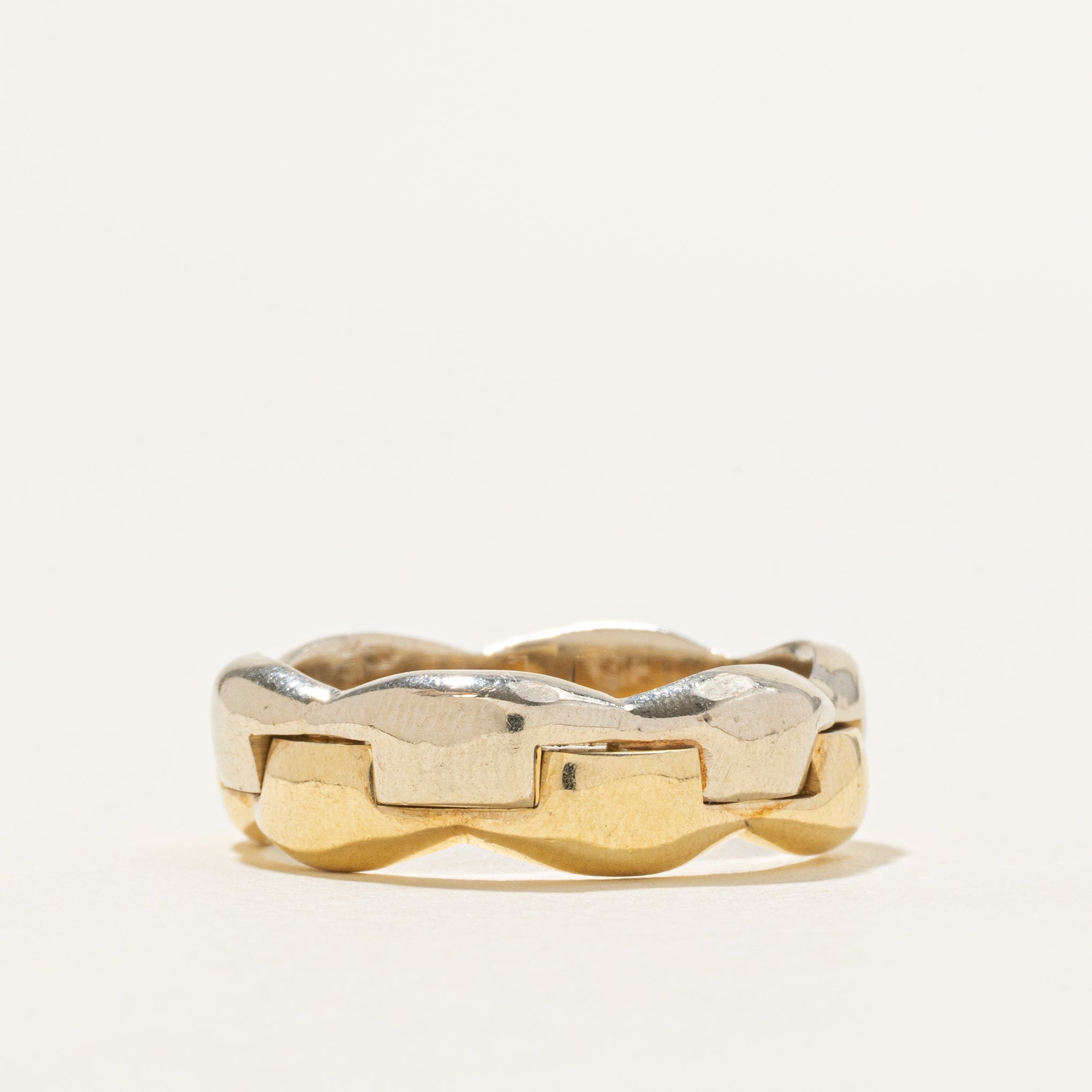 14K Two Tone Gold Interlocking Pattern Ring | 6.75mm | SZ 7