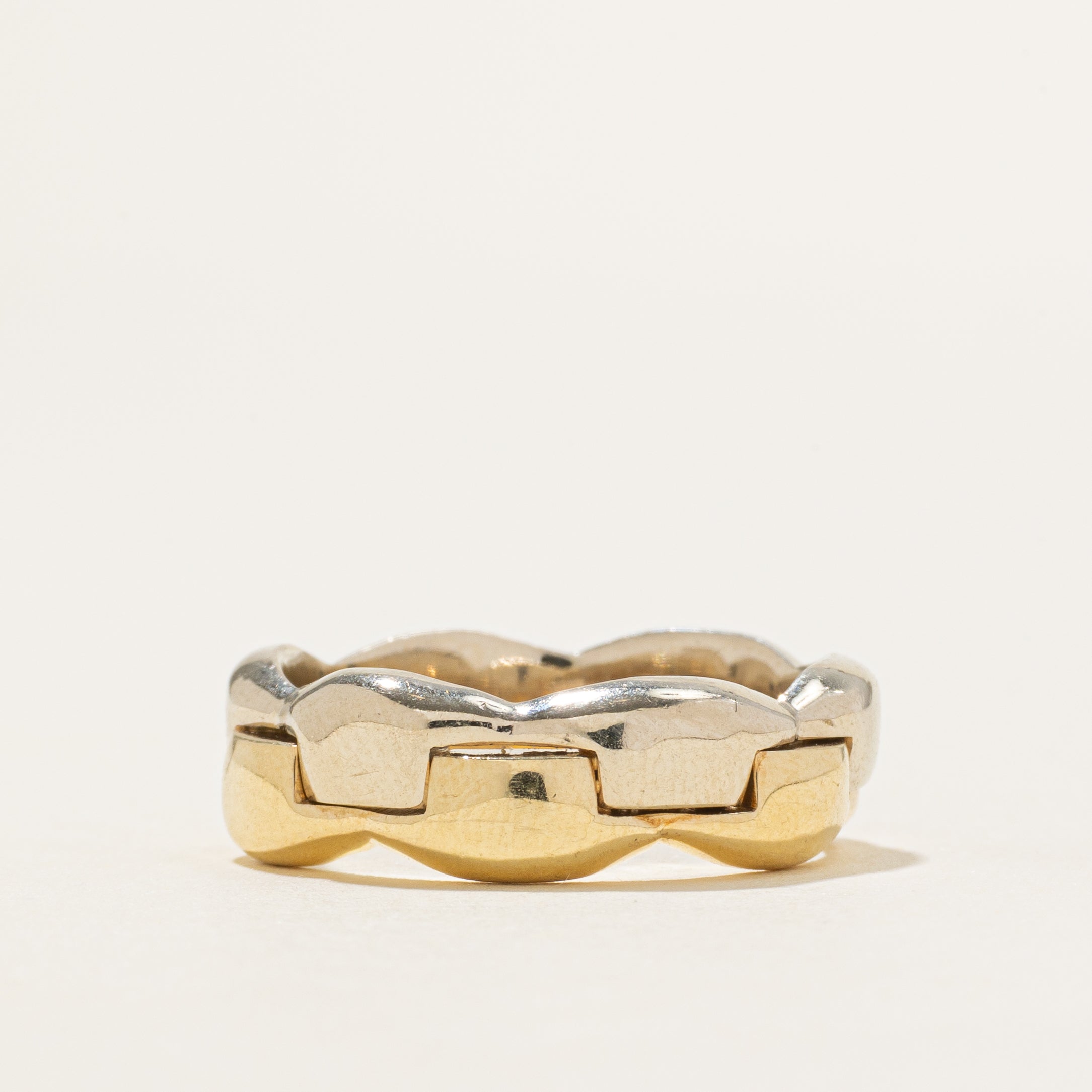 14K Two Tone Gold Interlocking Pattern Ring | 6.75mm | SZ 7